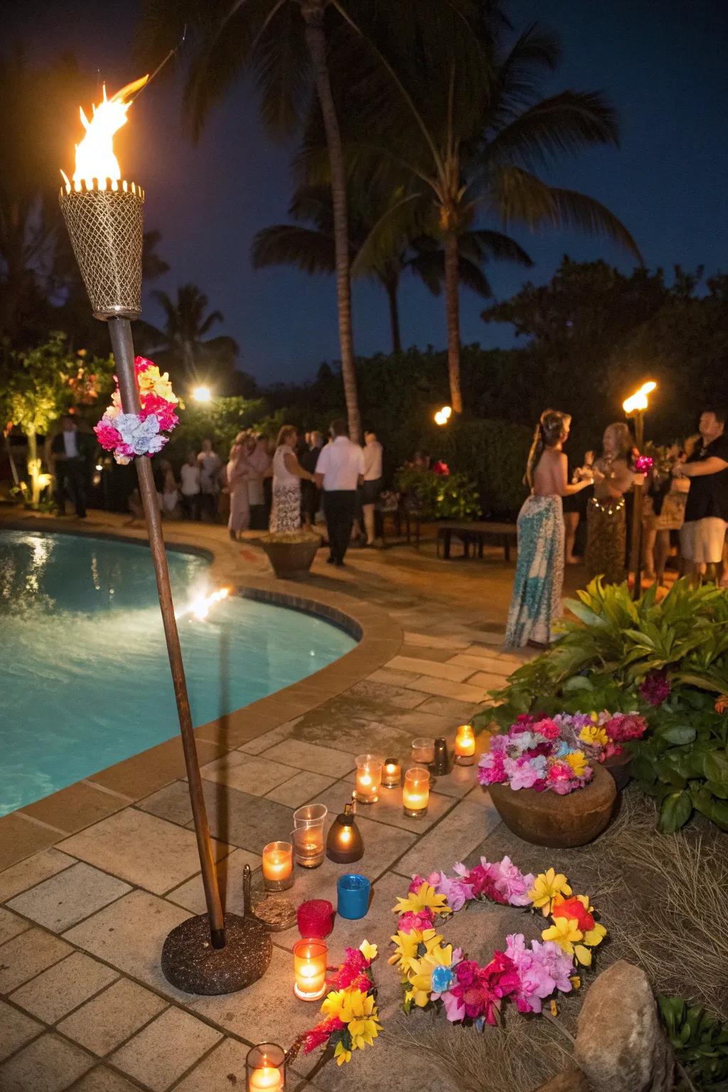 Change your pool space into an island haven with a luau theme.