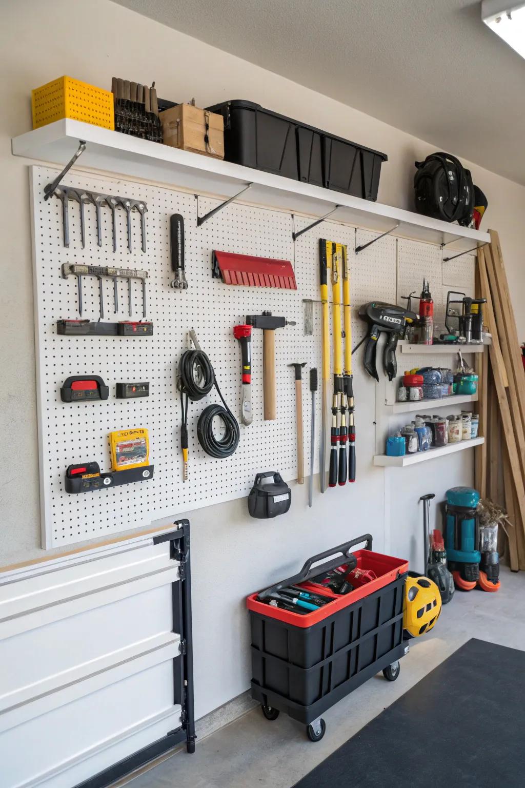 Using vertical storage keeps your garage arranged and efficient.