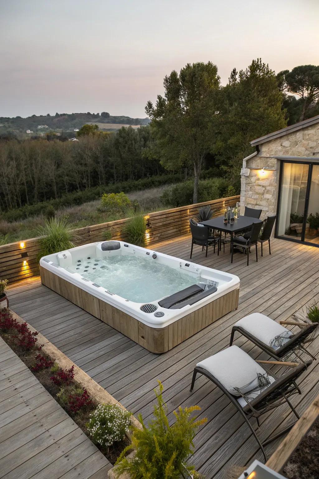 Decking introduces both elegance and practicality to your swim spa environment.