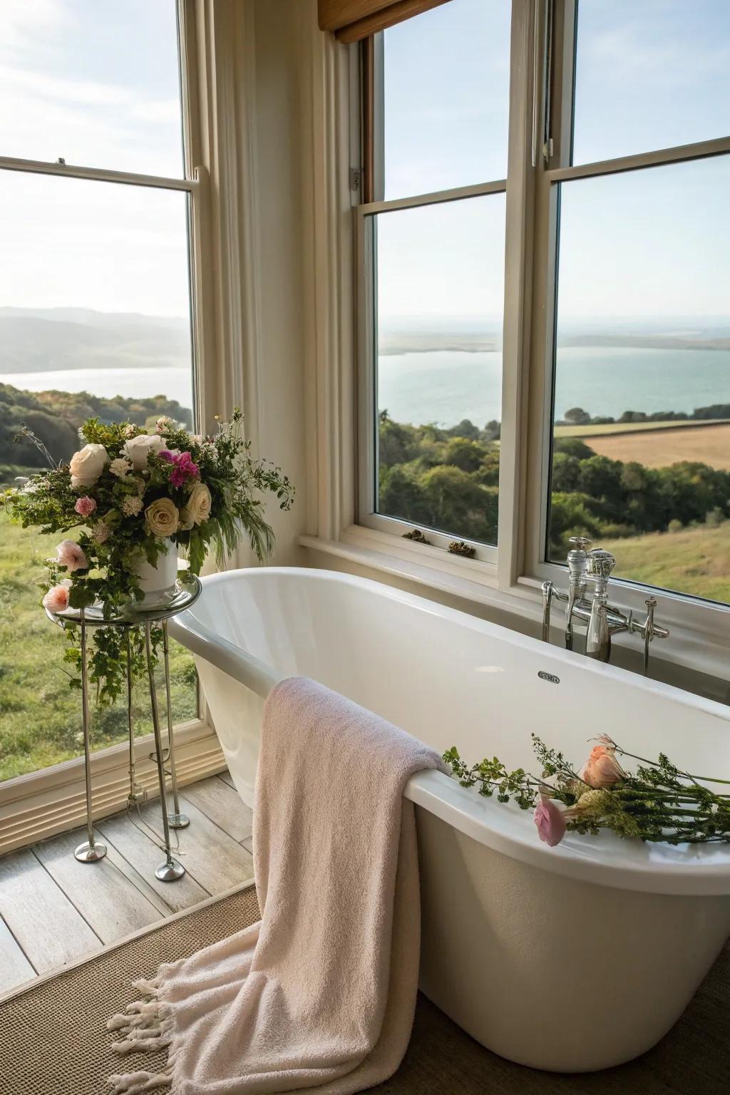 An elegant and soothing freestanding tub.