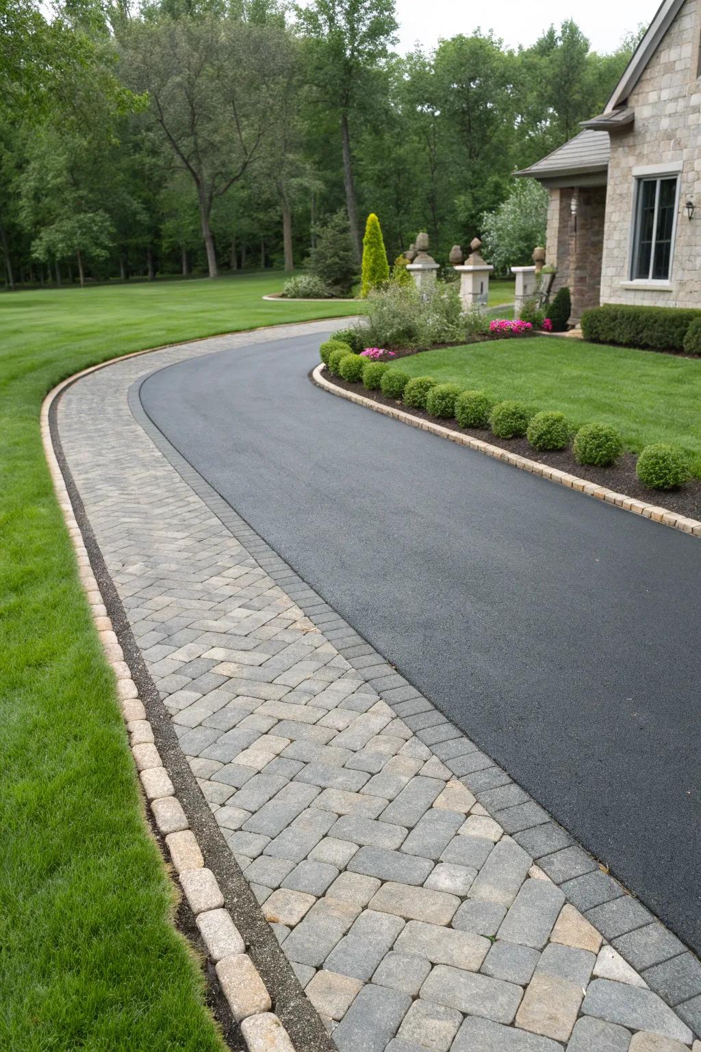 Belgravia stones bestow enduring elegance and strength upon this asphalt driveway.
