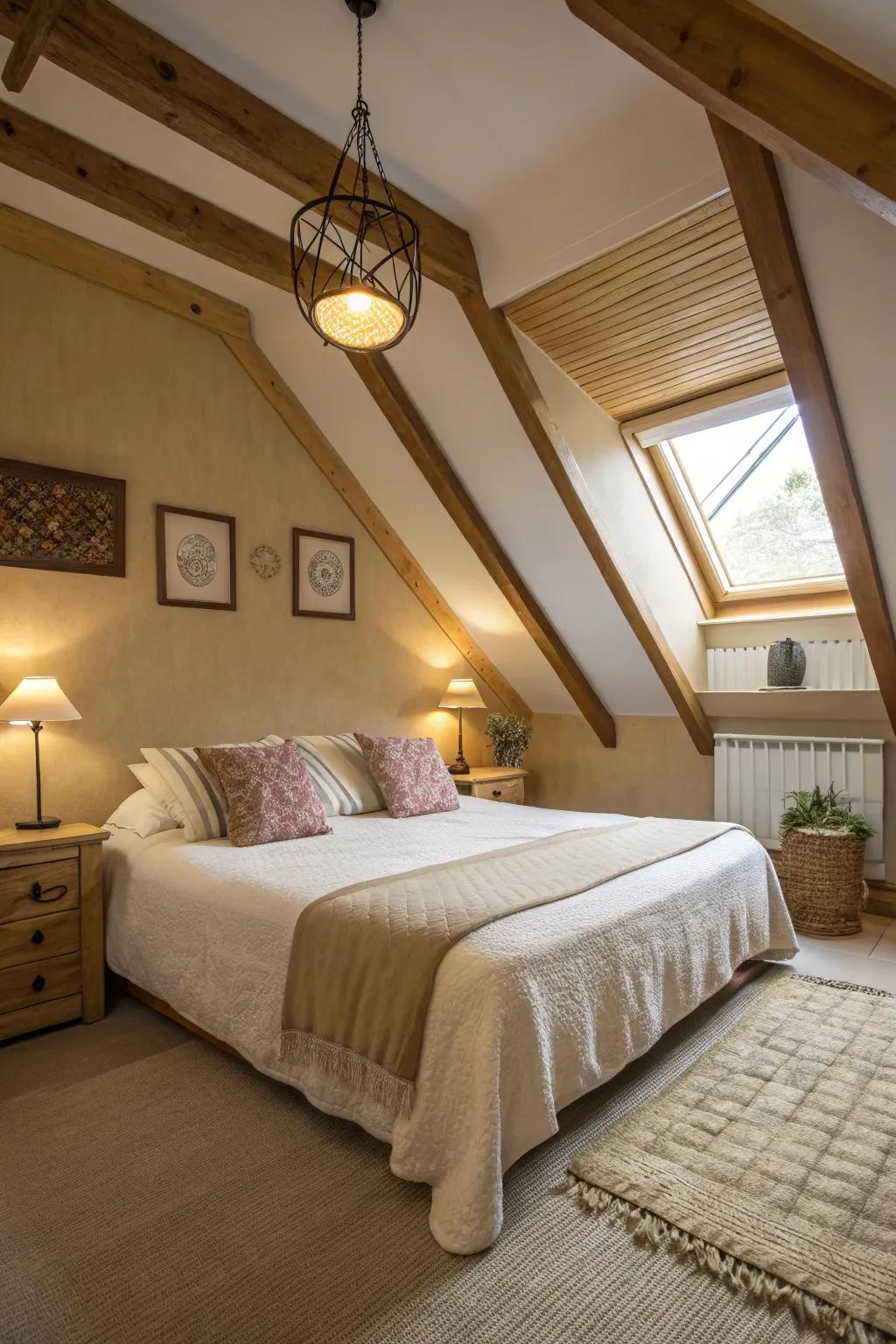 Exploit the sloped ceilings to fashion an intimate sleeping space.