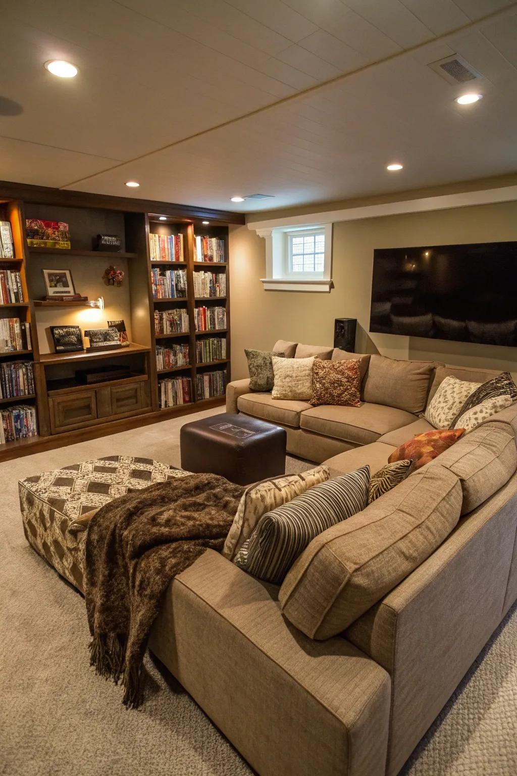 A corner couch smoothly integrates into unusual room configurations.