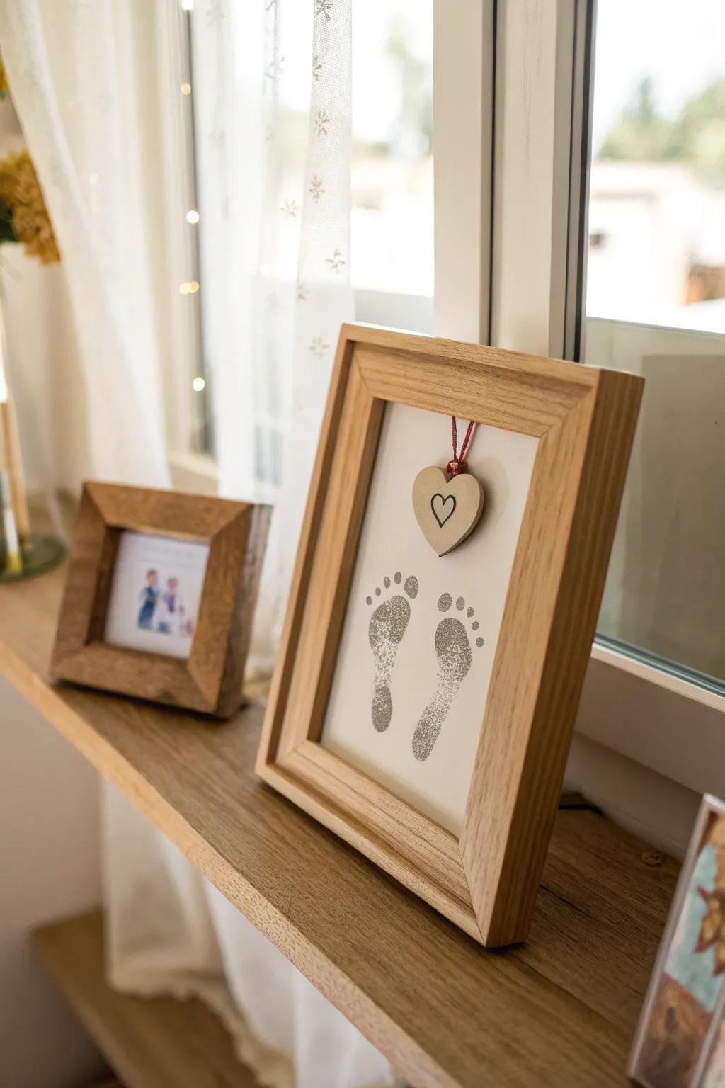 A sweet framed footprint to enhance Grandma's home decor.