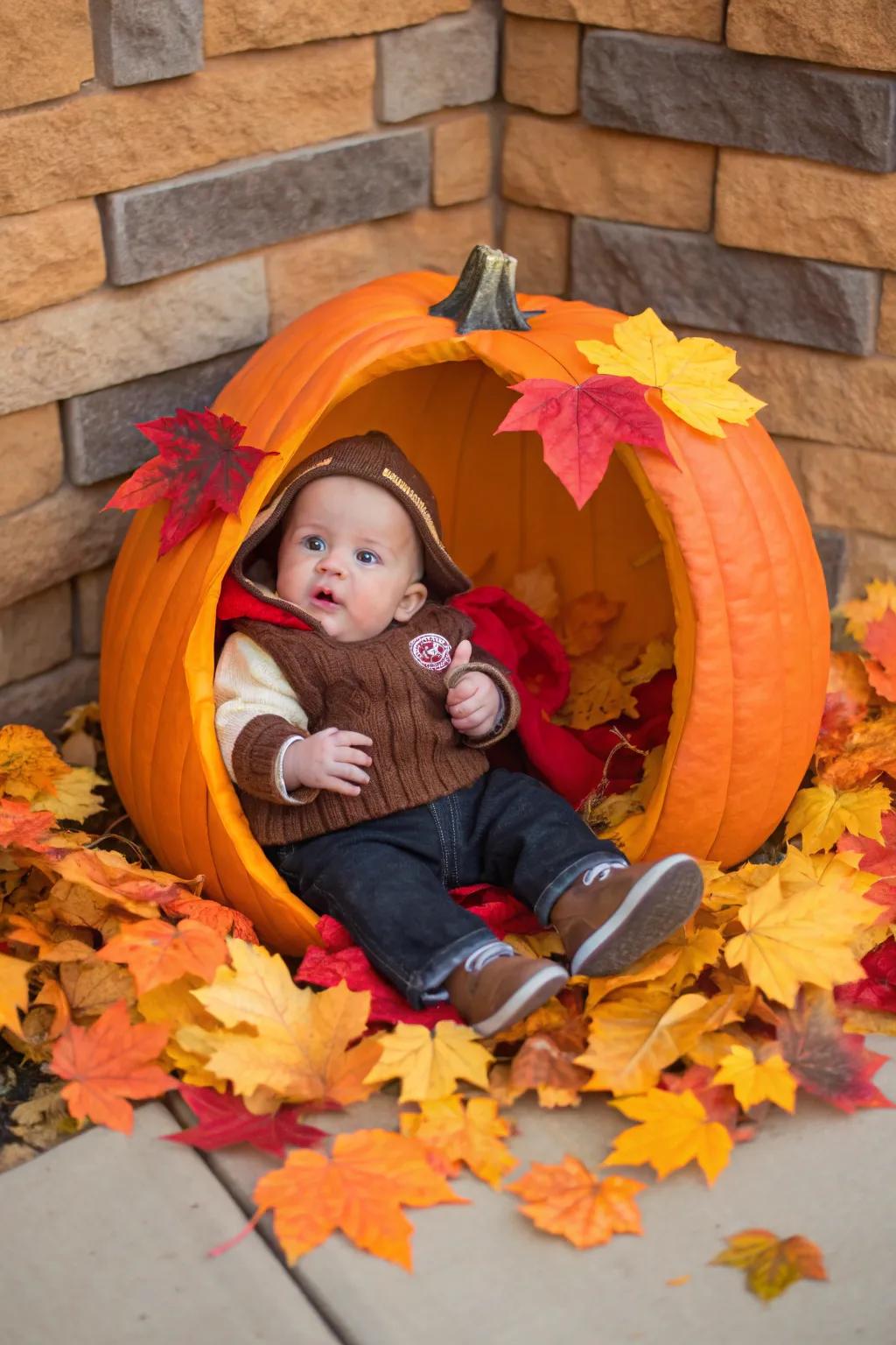 Preserve precious memories by capturing your infant's delightful presence within a gourd.