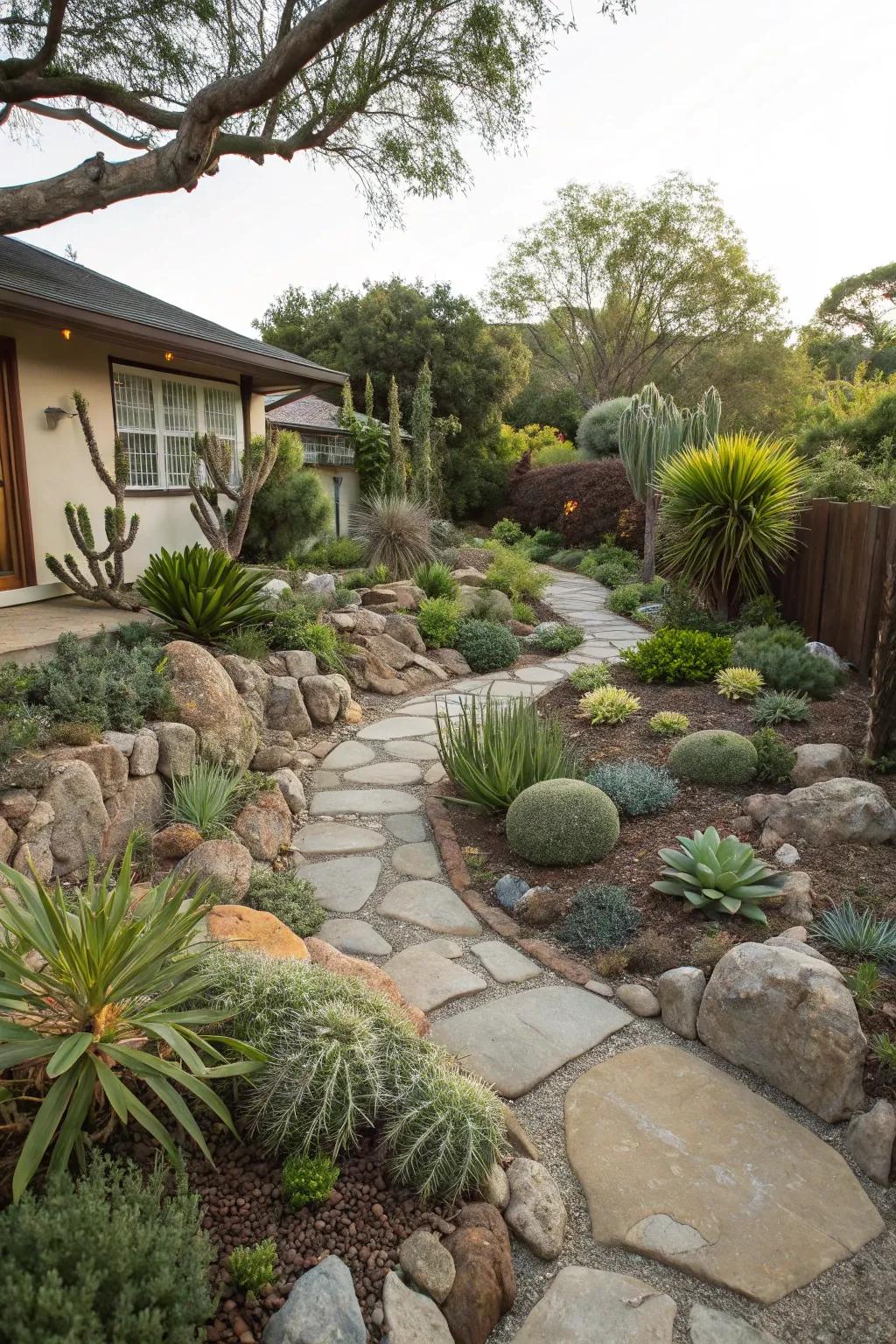 Rock sanctuaries introduce a hint of organic sophistication to your backyard's easement.