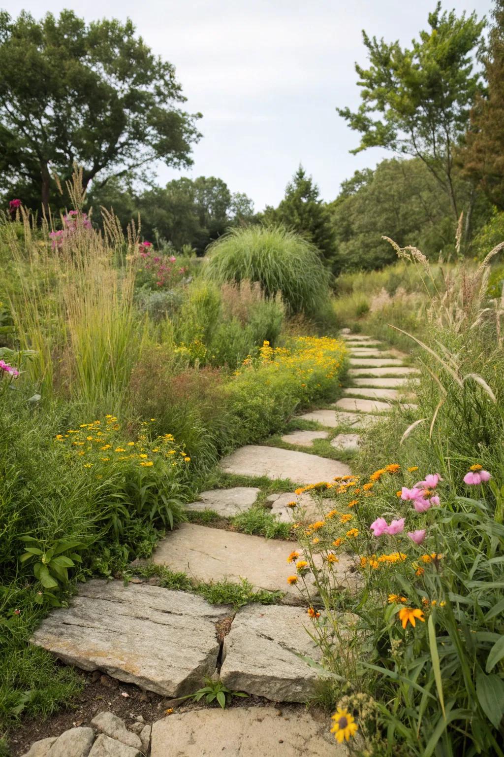 Stepping stones of natural stone fashion a simple, earthy pathway.
