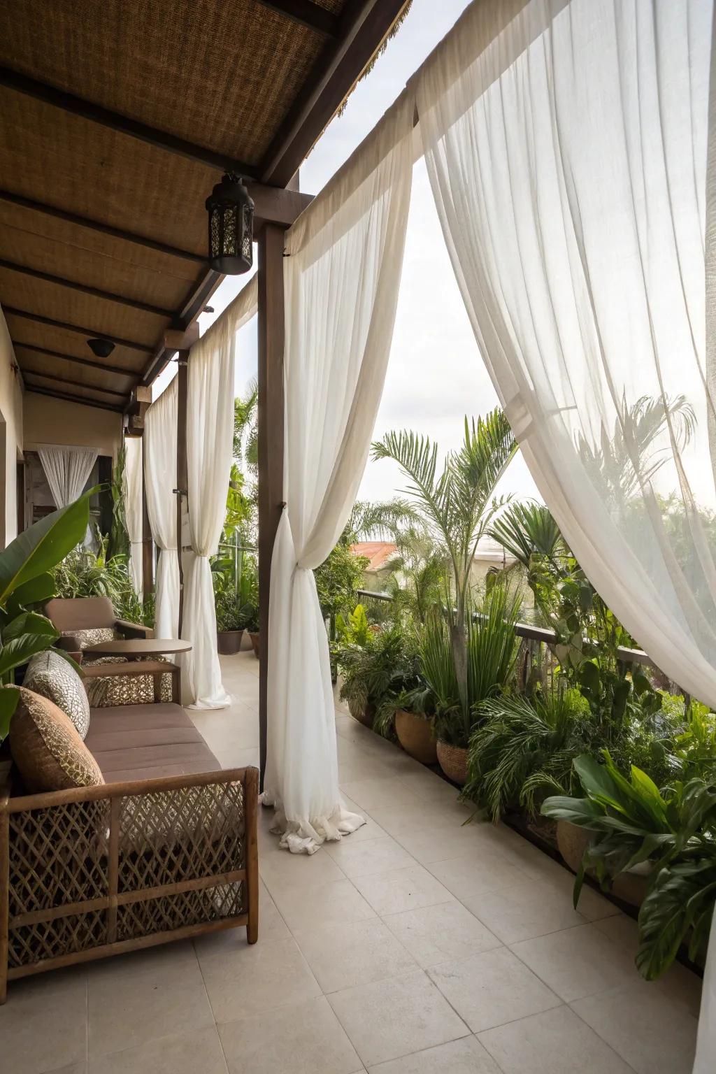 Craft a serene ambiance with delicate sheer fabric curtains.