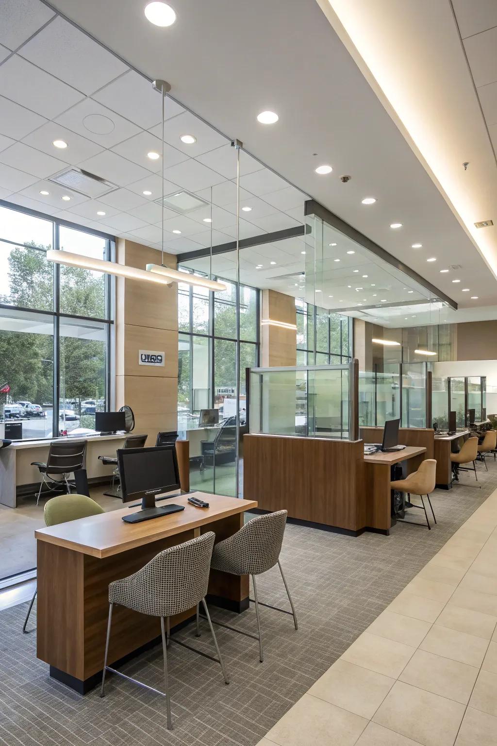 Modern furnishings with clean lines establish an inviting environment.