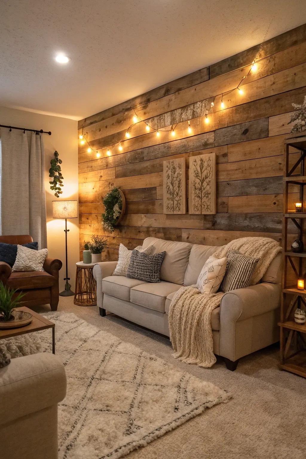 Infuse your area with personality using repurposed wooden panels.