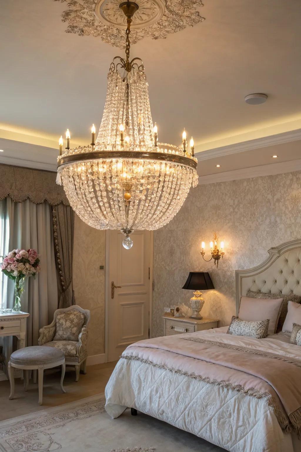 Timeless elegance with a classic crystal chandelier.
