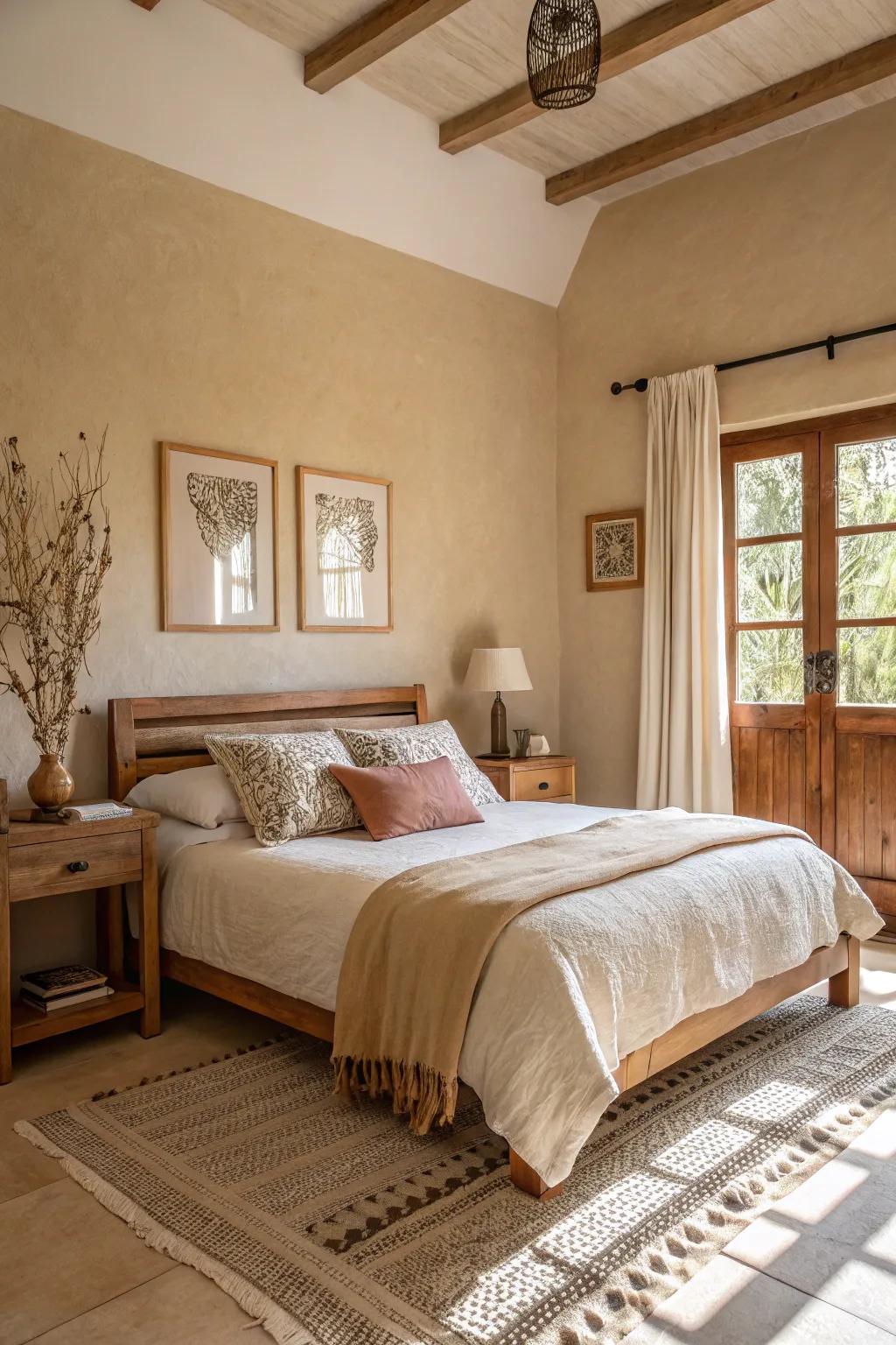 Neutral and earthy palettes bestow warmth and serenity upon any slumber chamber.