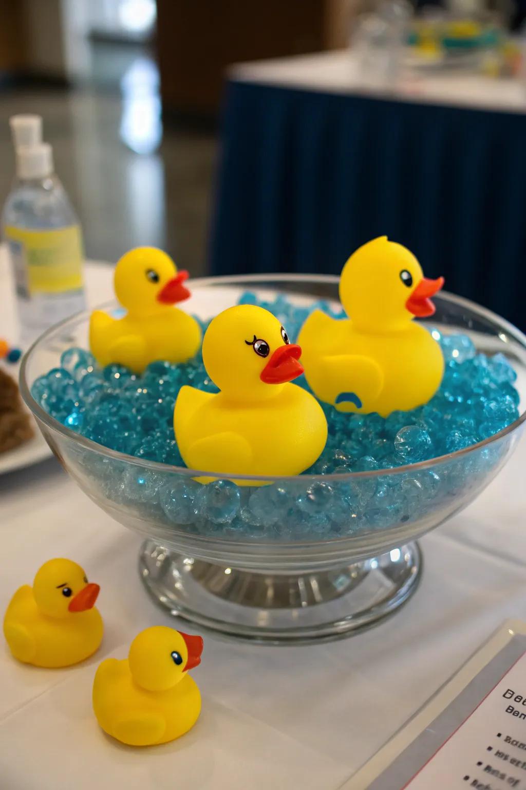 A charming ducky centerpiece idea.