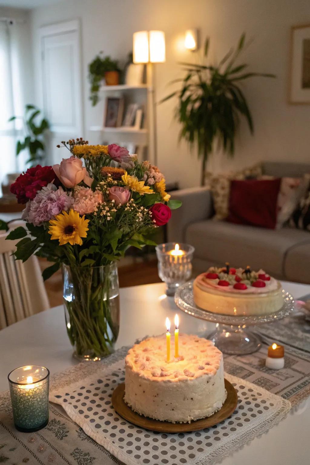 Flowers in season provide a naturally stylish element to your birthday table.