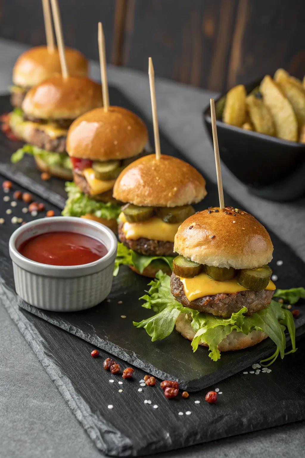 Mini meat stack skewers, a delightful and entertaining prelude to any gathering.