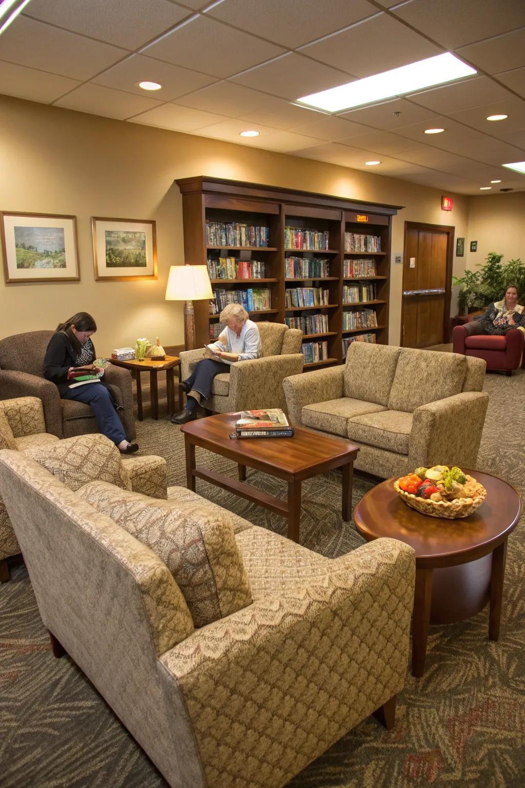 Thoughtful seating arrangements foster a welcoming ambiance.