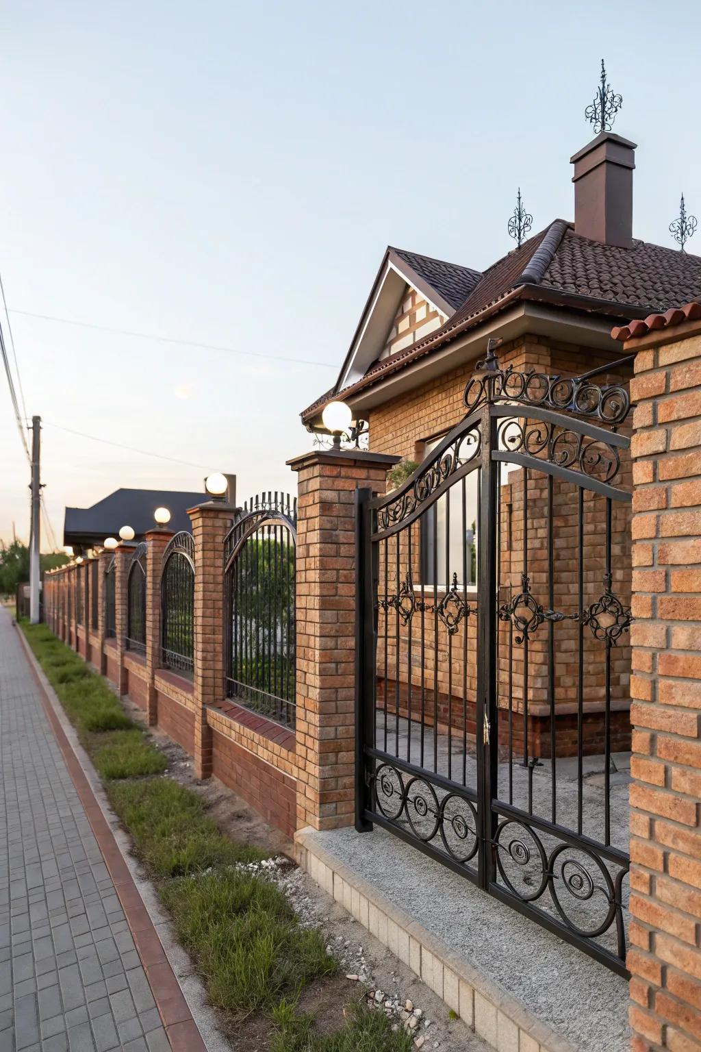 Refined blend of masonry and metal for an elegant aesthetic.