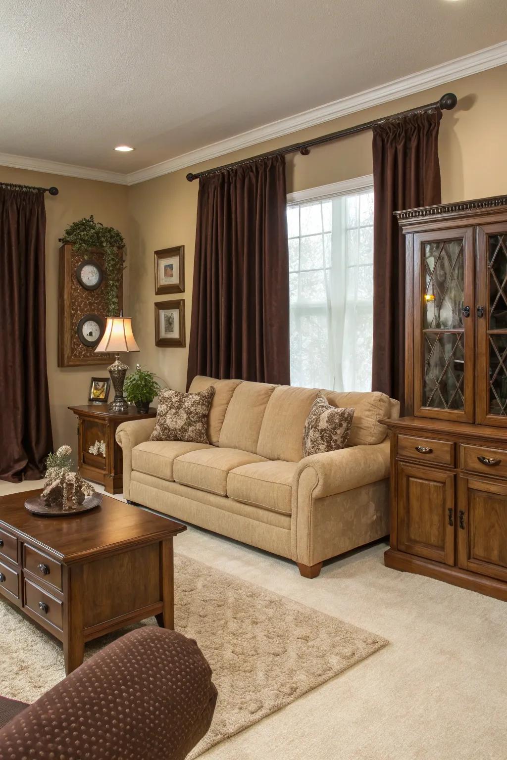 A refined combination of diverse brown shades enriches depth and appeal.