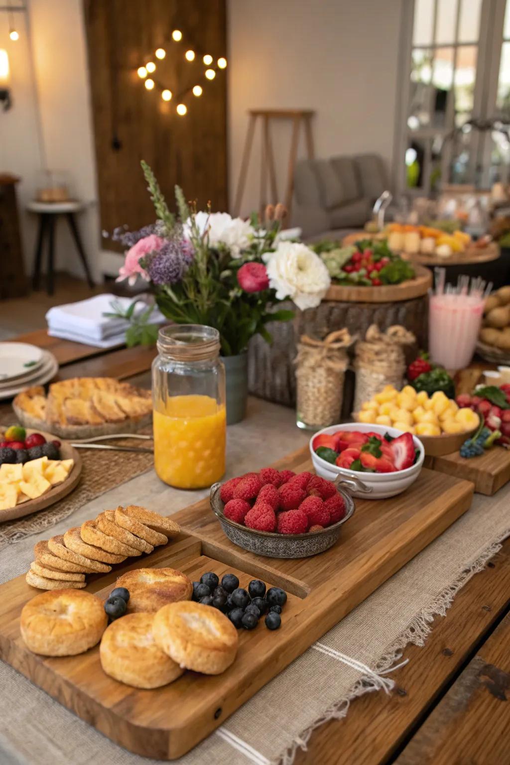 A country-style brunch theme makes a space feel welcoming and warm.