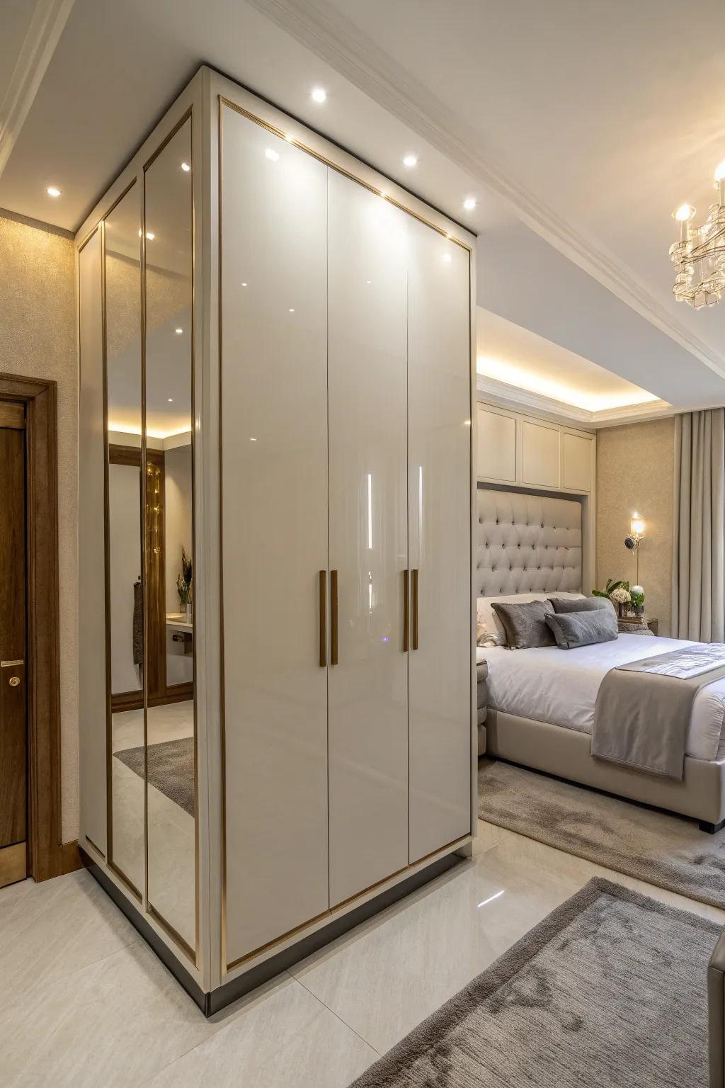 Redesigning corners into useful storage spots using a bespoke wardrobe.