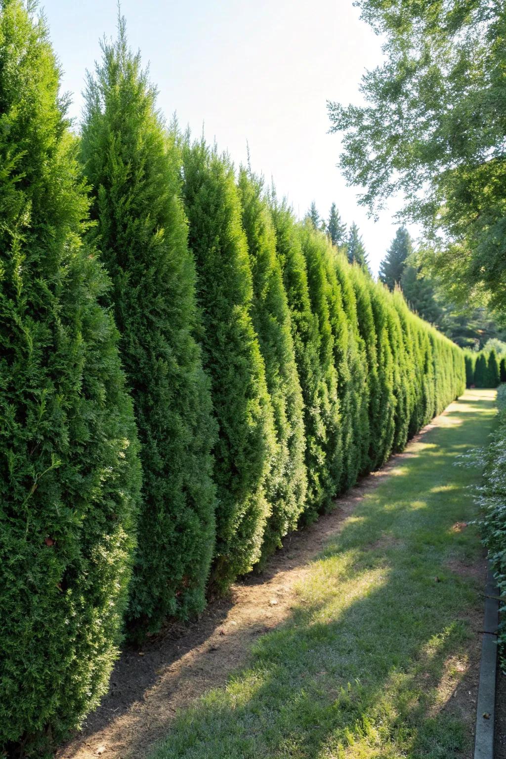 Evergreens ensure enduring beauty and privacy.
