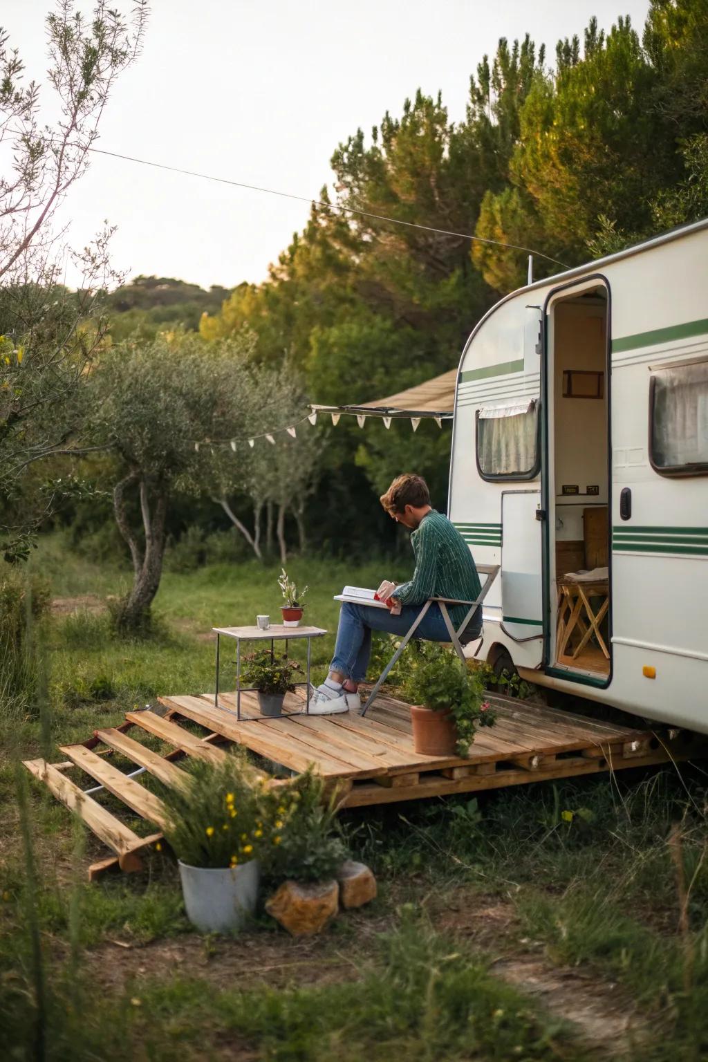An adaptable plank platform provides versatility and a touch of rustic charm.
