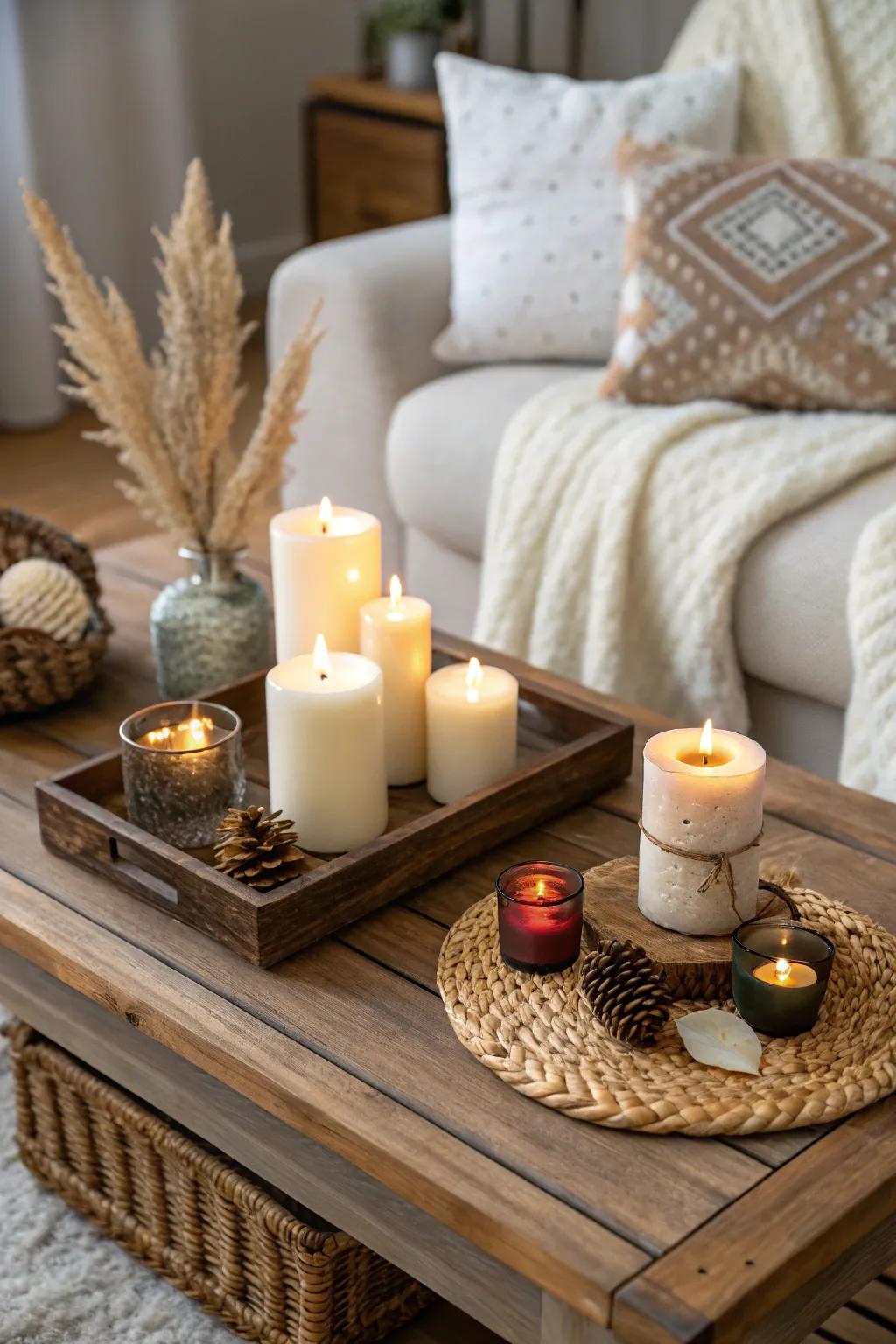 Adjusting candle heights gives your design added depth.