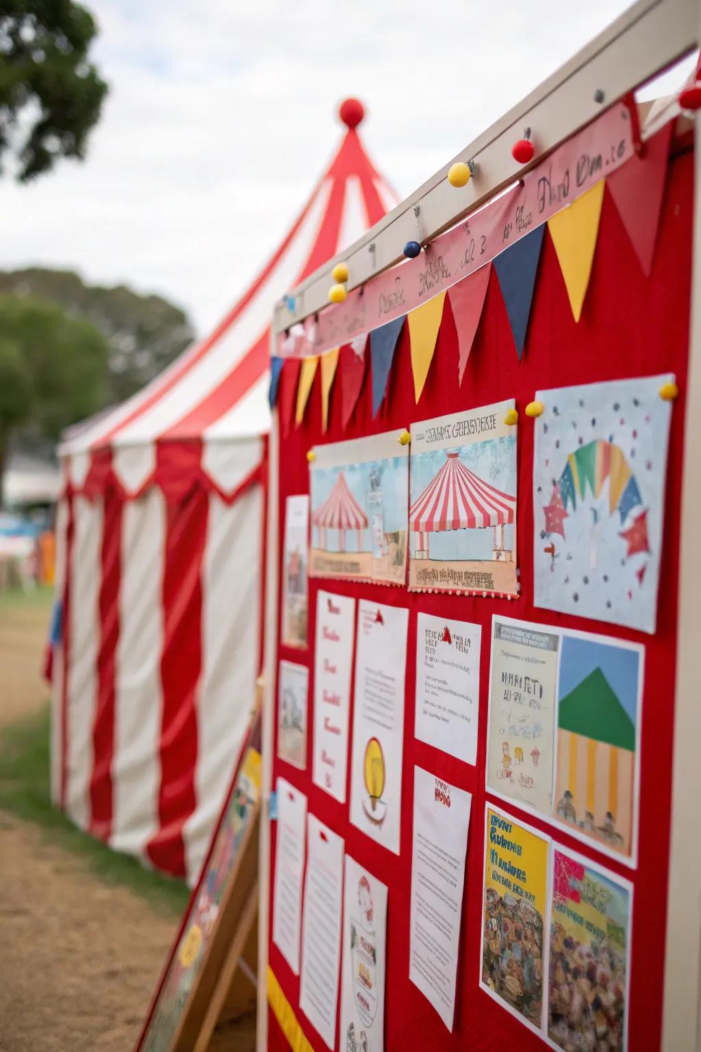 A visually stunning display panel showcasing traditional circus tents, inspiring a sense of wonder.