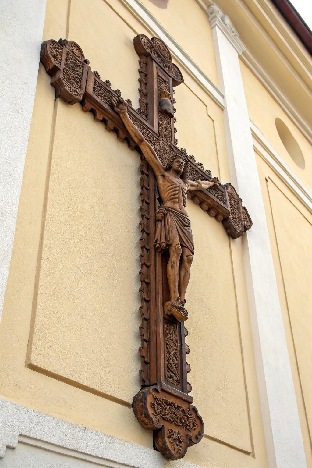 The crucifix forms the nucleus of your prayer alcove, giving a visual anchor during times of reflection.