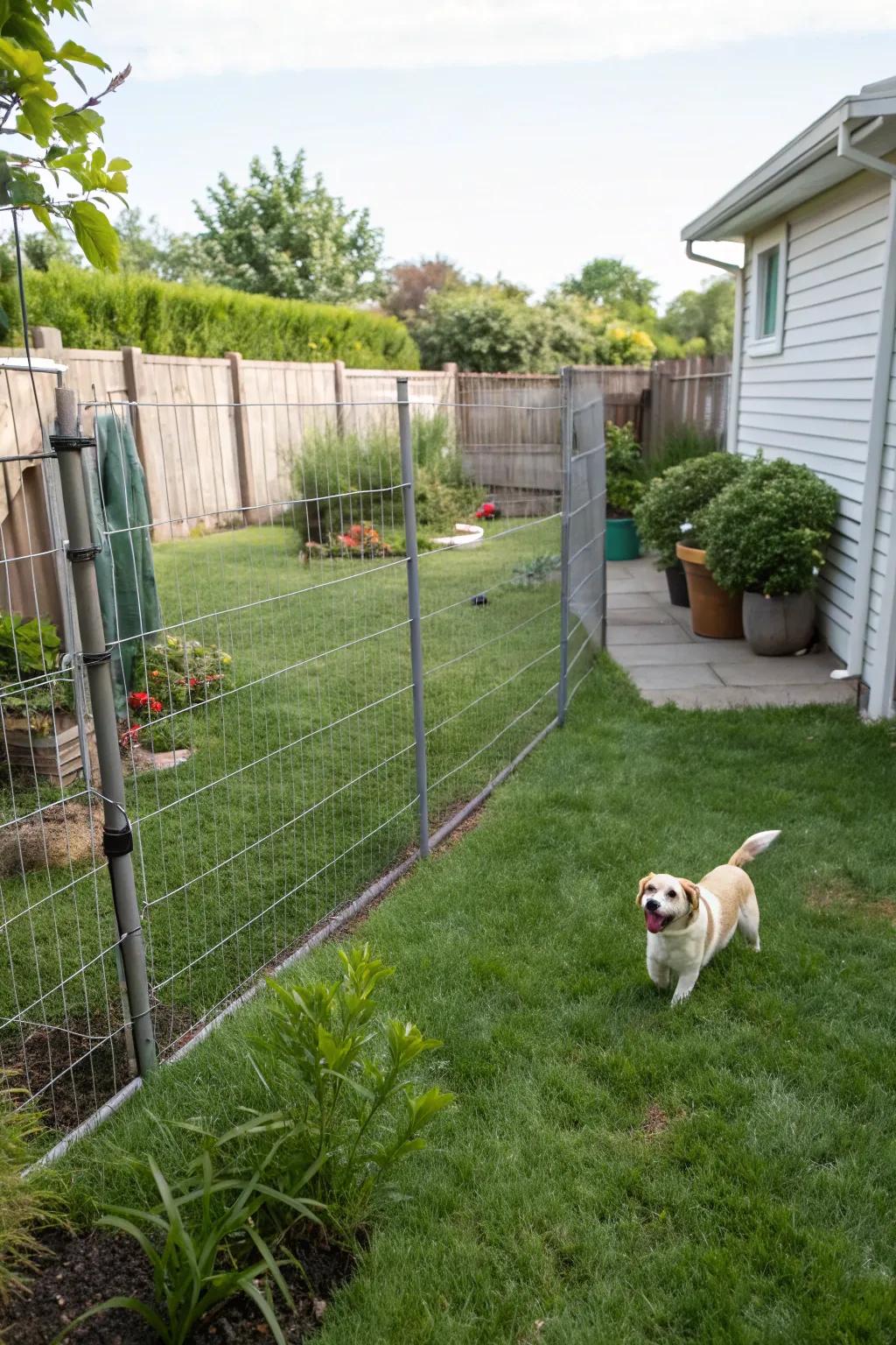 Metallic strand fencing offers a versatile and budget-friendly method for safeguarding your dog.