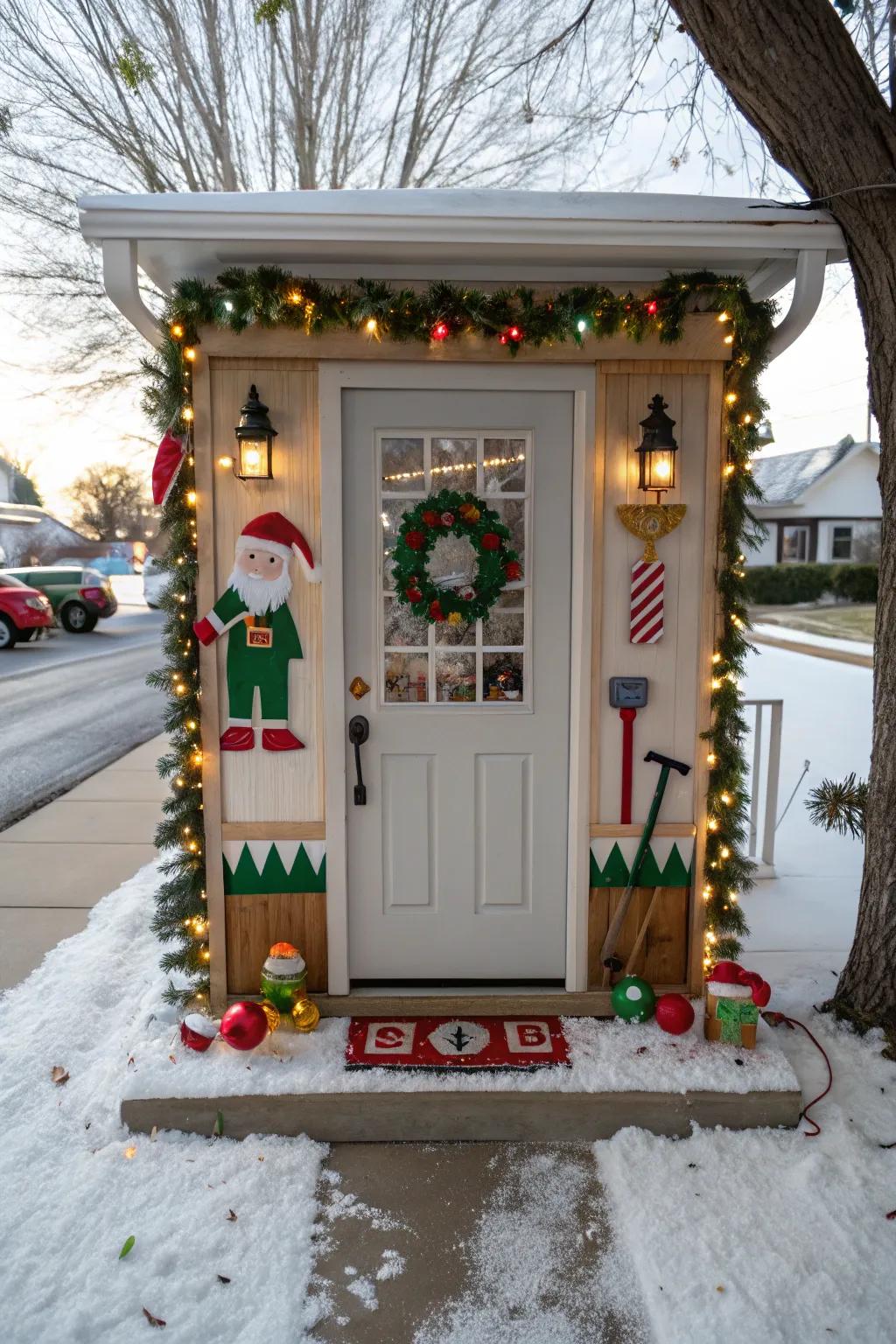 Convert your door into Santa's lively crafting hub.