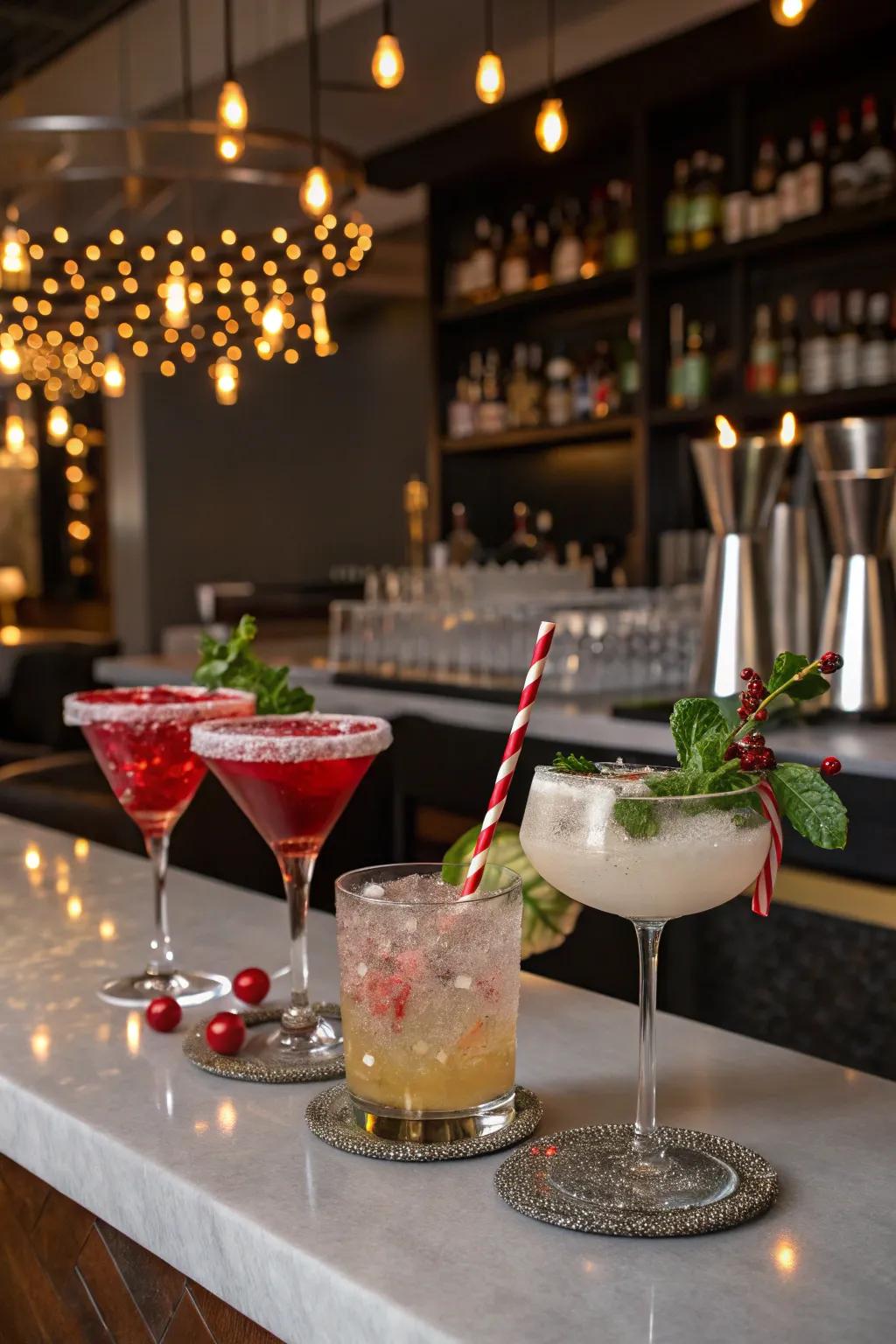 Design a signature cocktail area to dazzle your attendees with celebratory beverages.