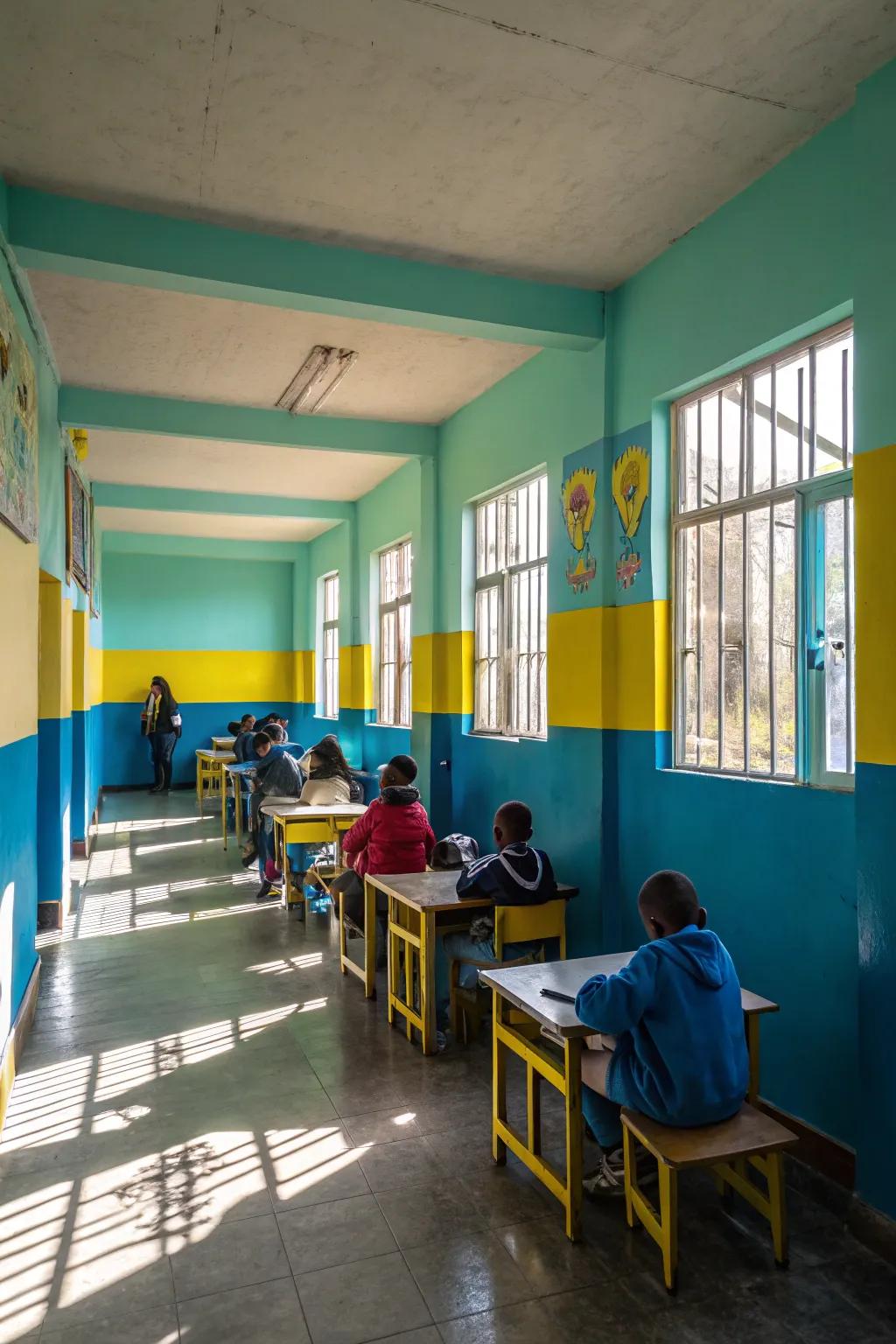 Bright hues make learning spaces energetic.