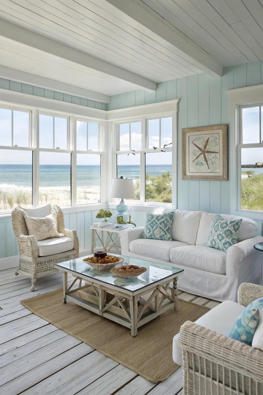 A calming color scheme influenced by the sea.
