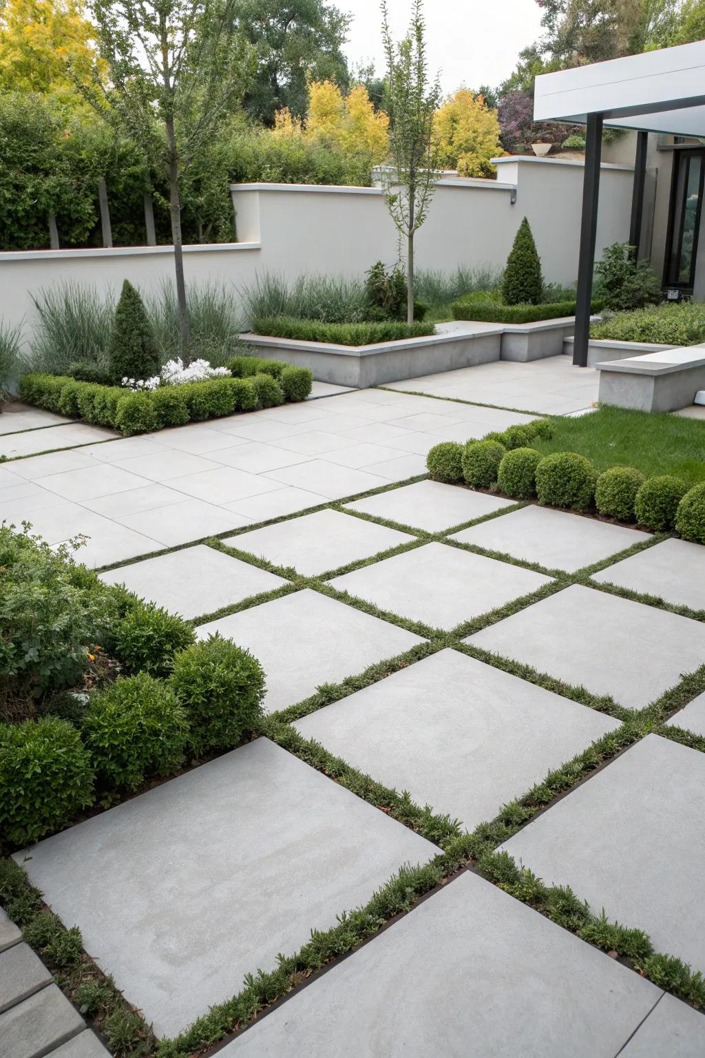 Create a sleek look with large format concrete pavers.