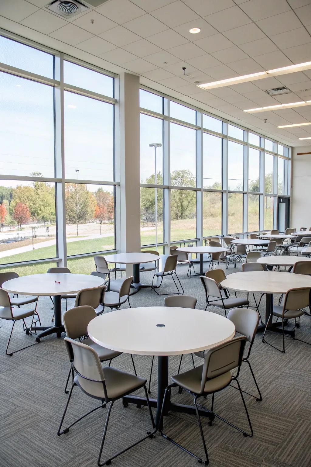 Adaptable tables grant the versatility for any meeting circumstance.