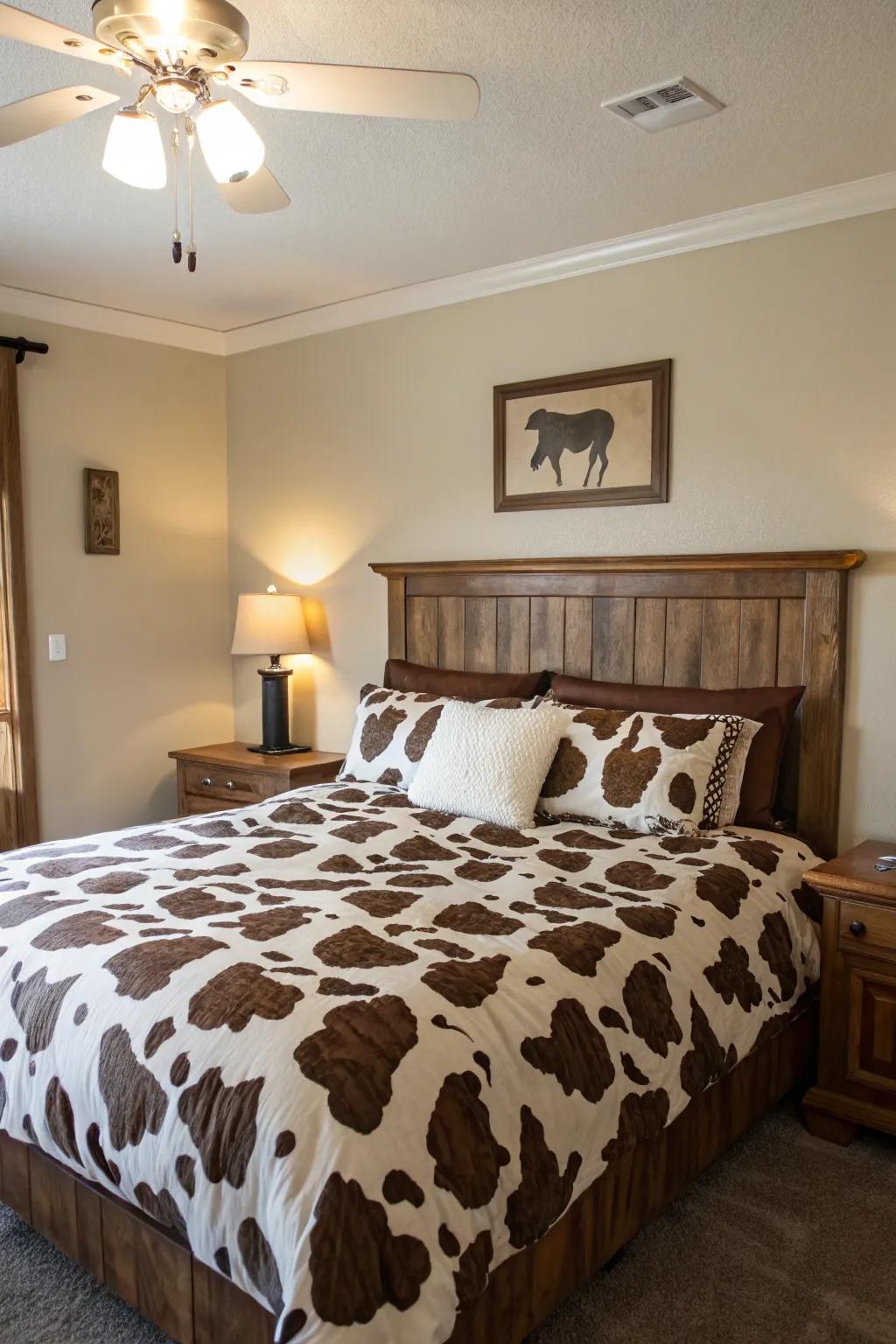 A wild animal pattern duvet provides a striking and comfortable accent to any bedroom.