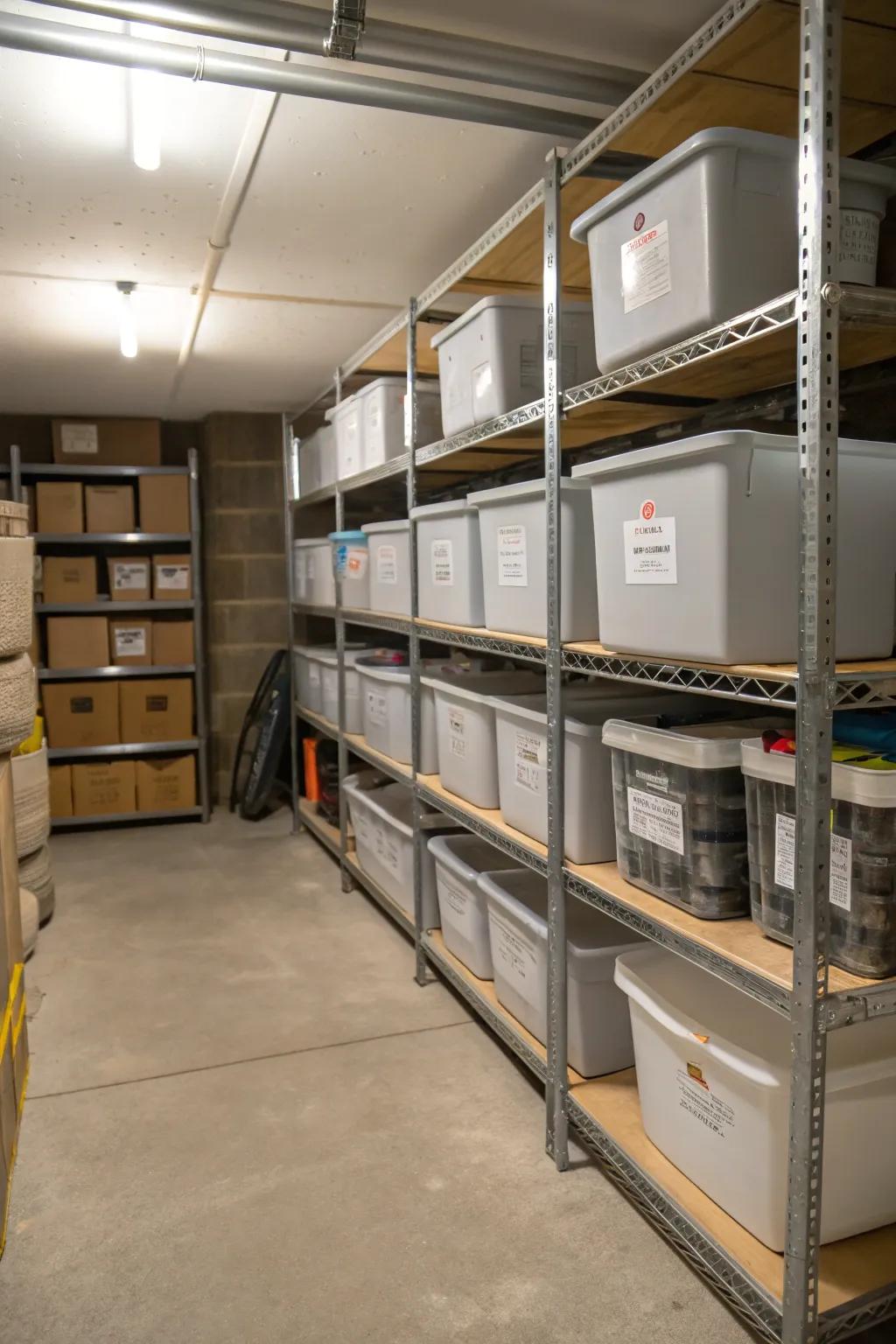 Employ shelving to make the best use of vertical space in your underhouse area.