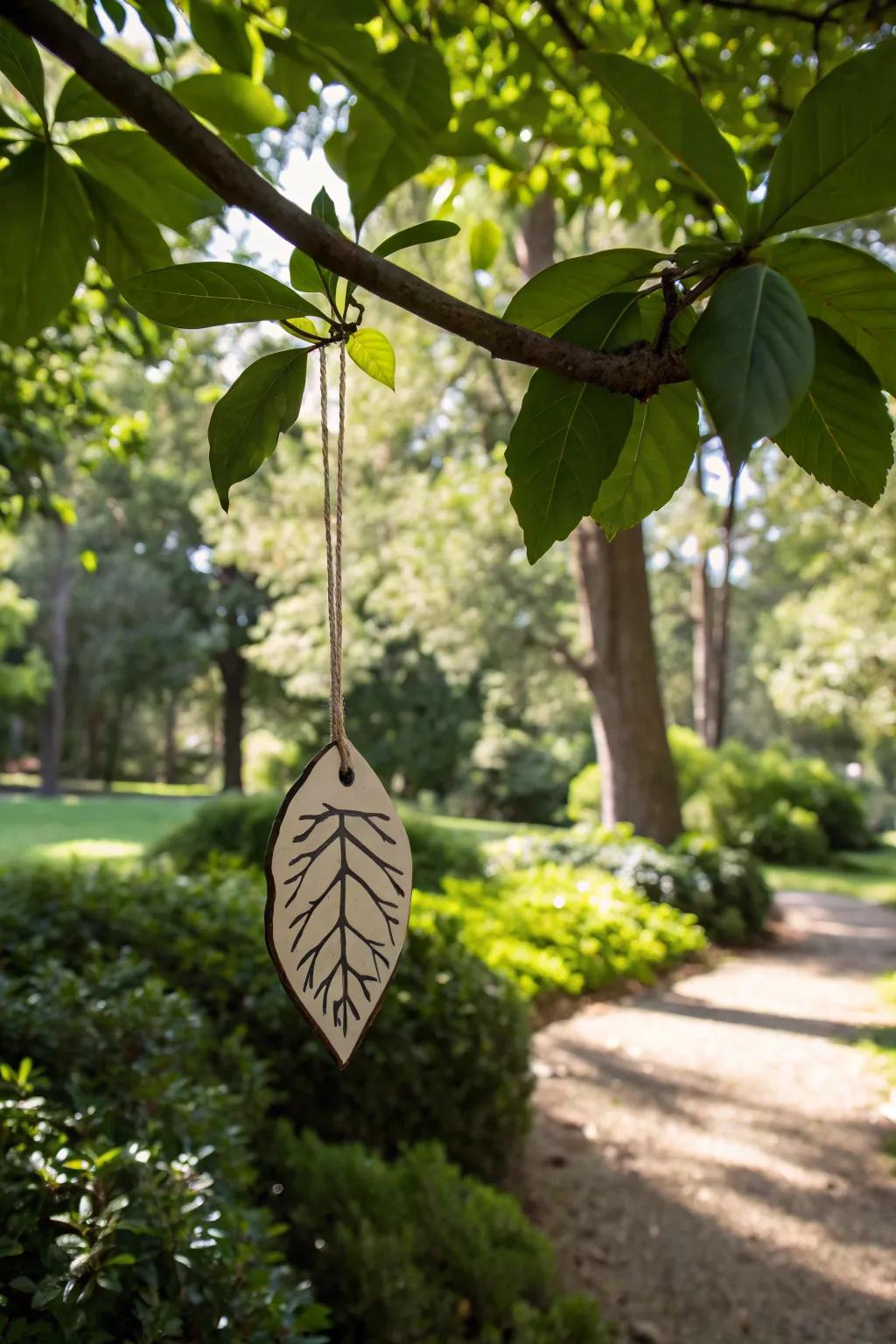 A leaf-shaped tag for a natural brand, resonating with the essence of nature.