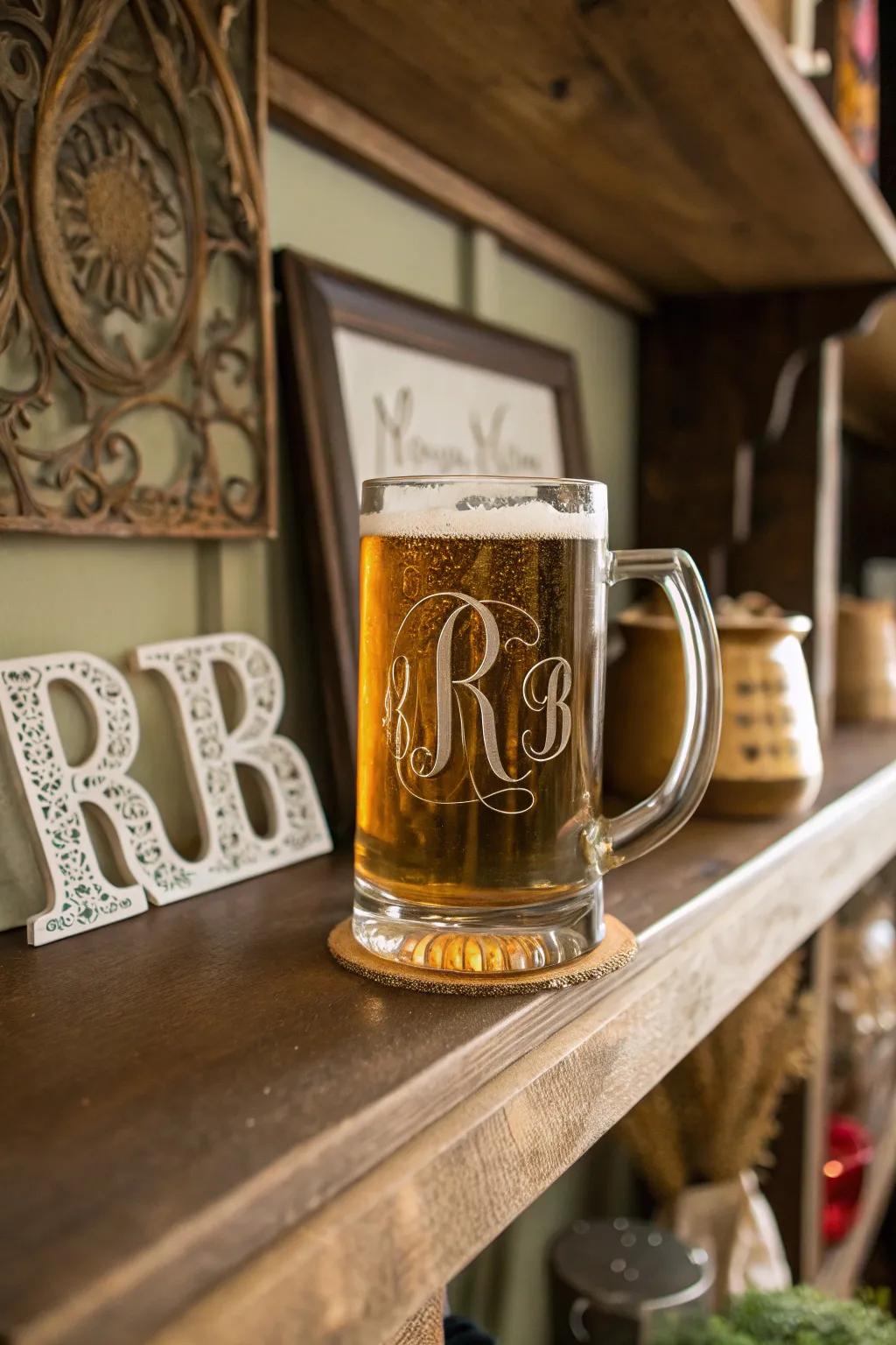 Monogrammed beer mugs impart an element of refinement to every occasion.