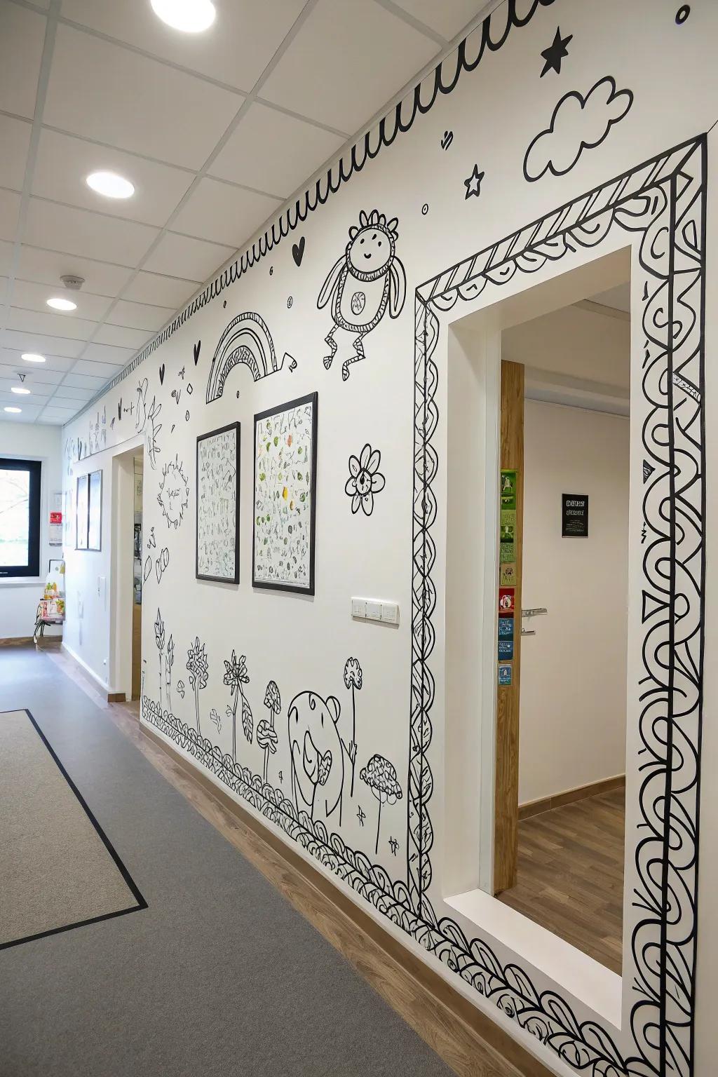 Artisanal sketch borders infuse an element of playfulness into any given area.