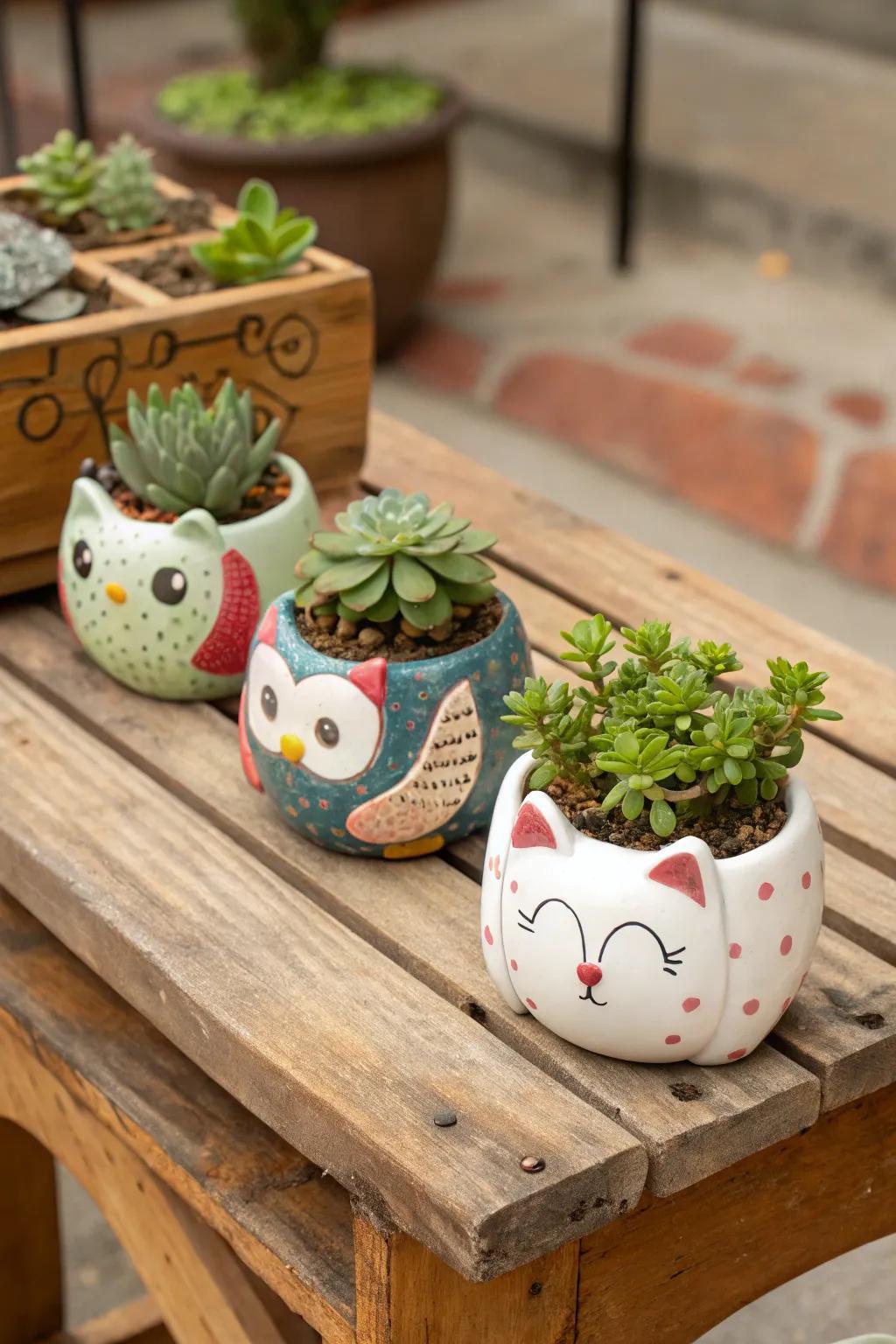 Introduce a whimsical touch to your flora with animal-shaped planters.