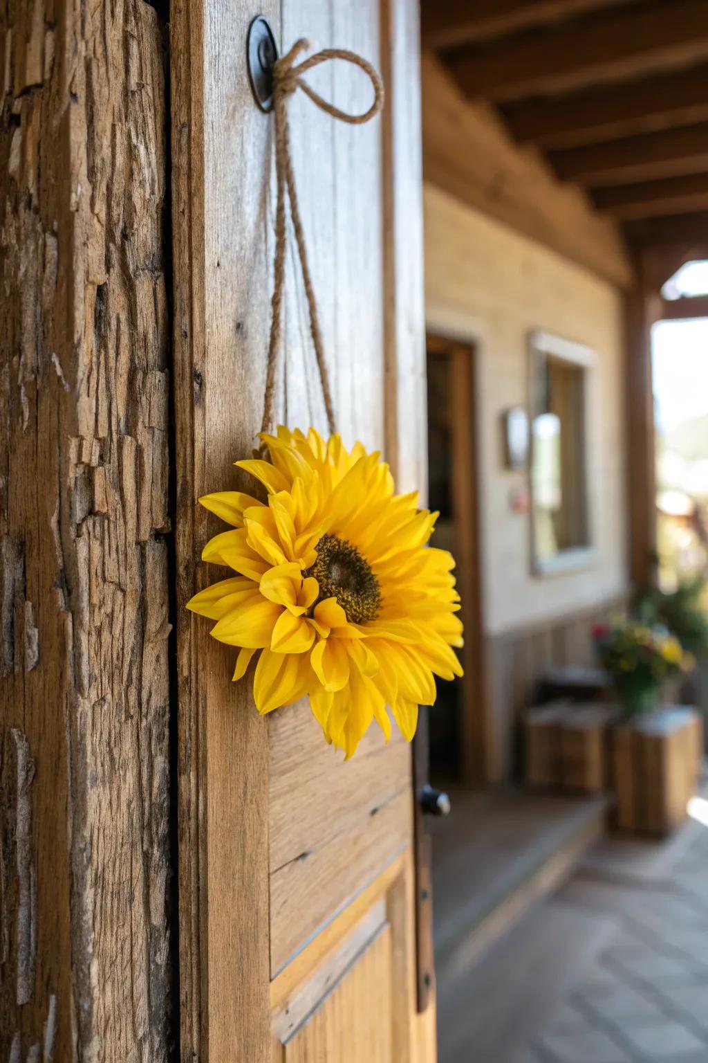 A jubilant aurelian door adornment emanating warmth and elation.