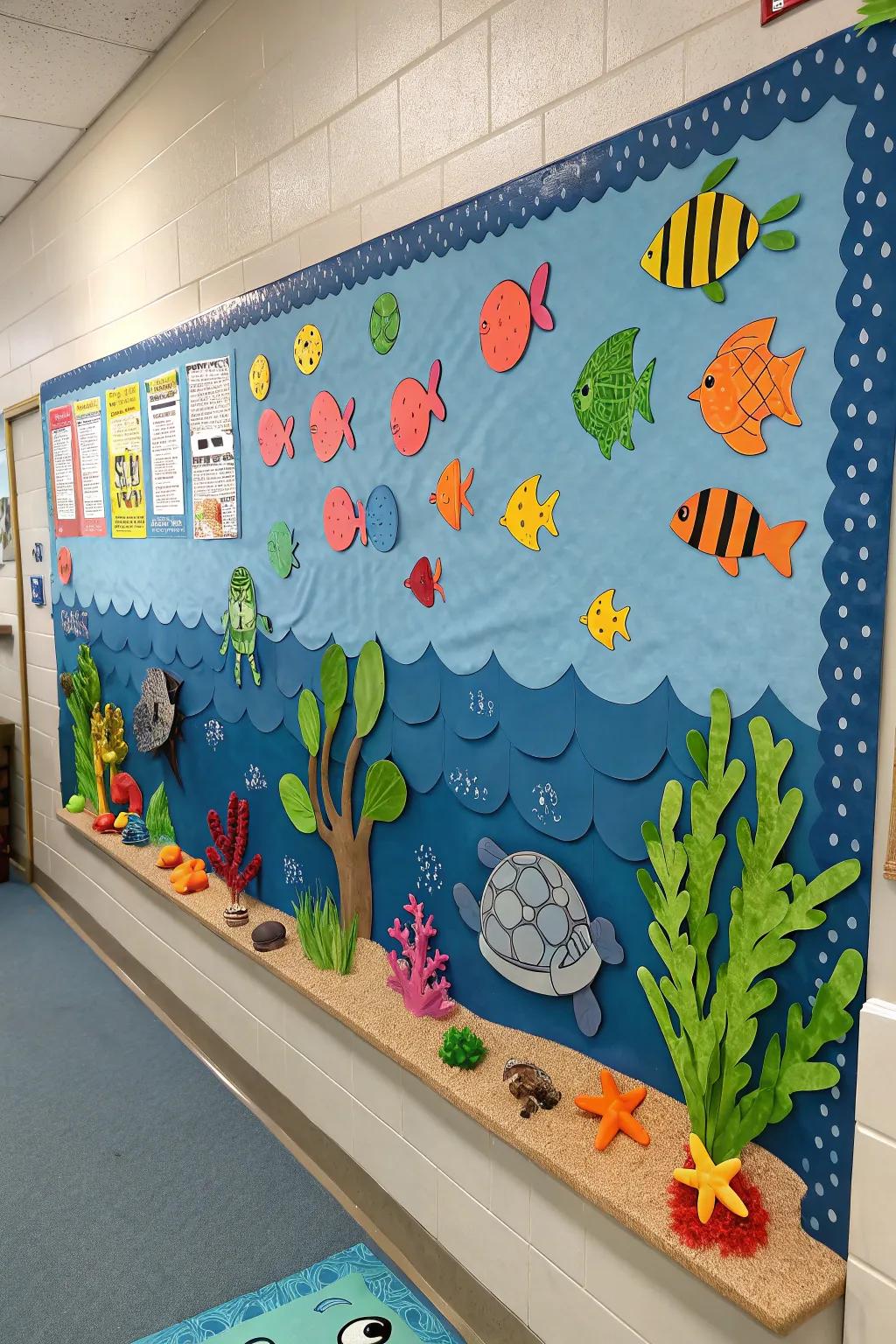Oceanic Expedition bulletin board showcasing vibrant marine inhabitants.