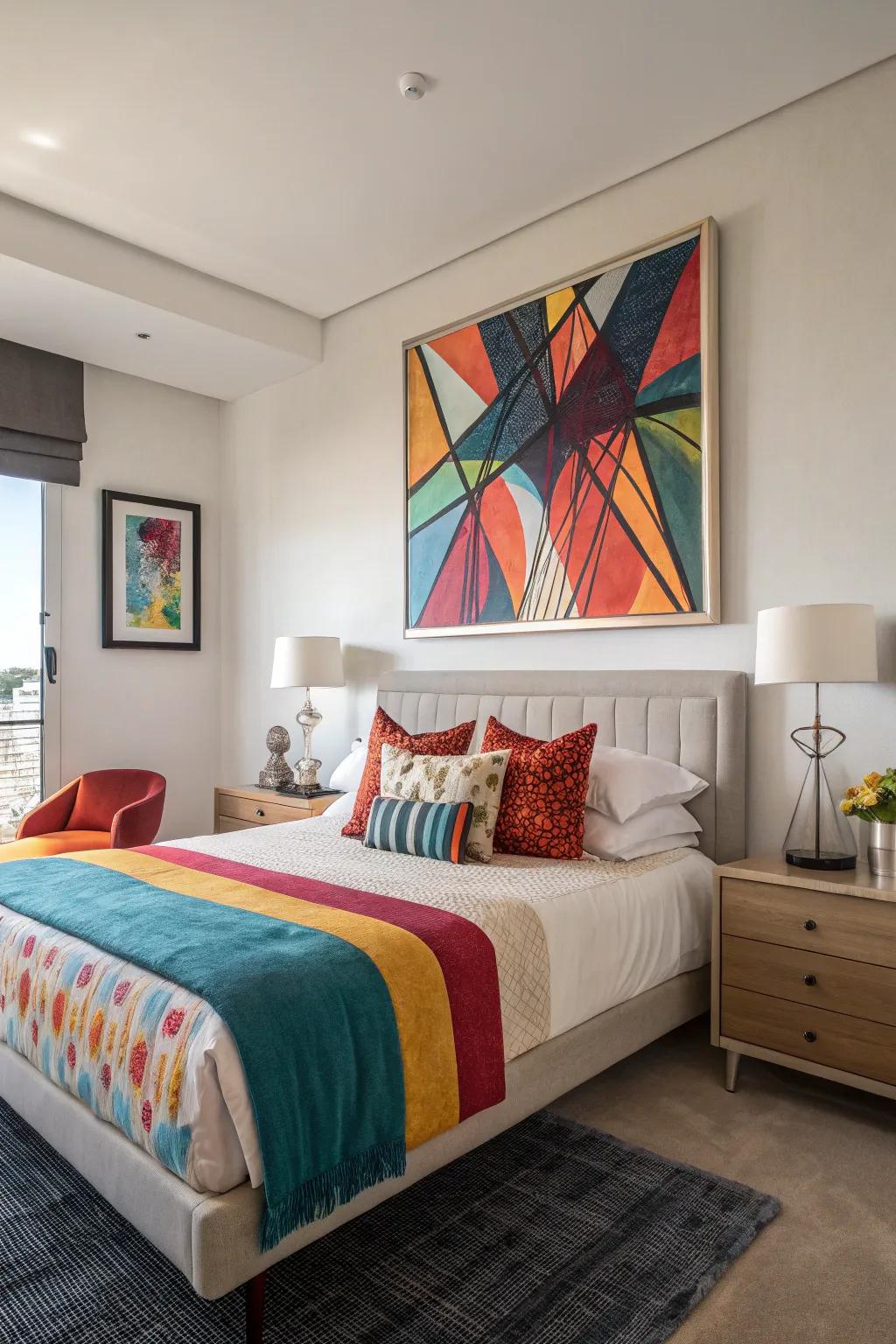 An eye-catching piece of art has the power to redefine the space above your bed.
