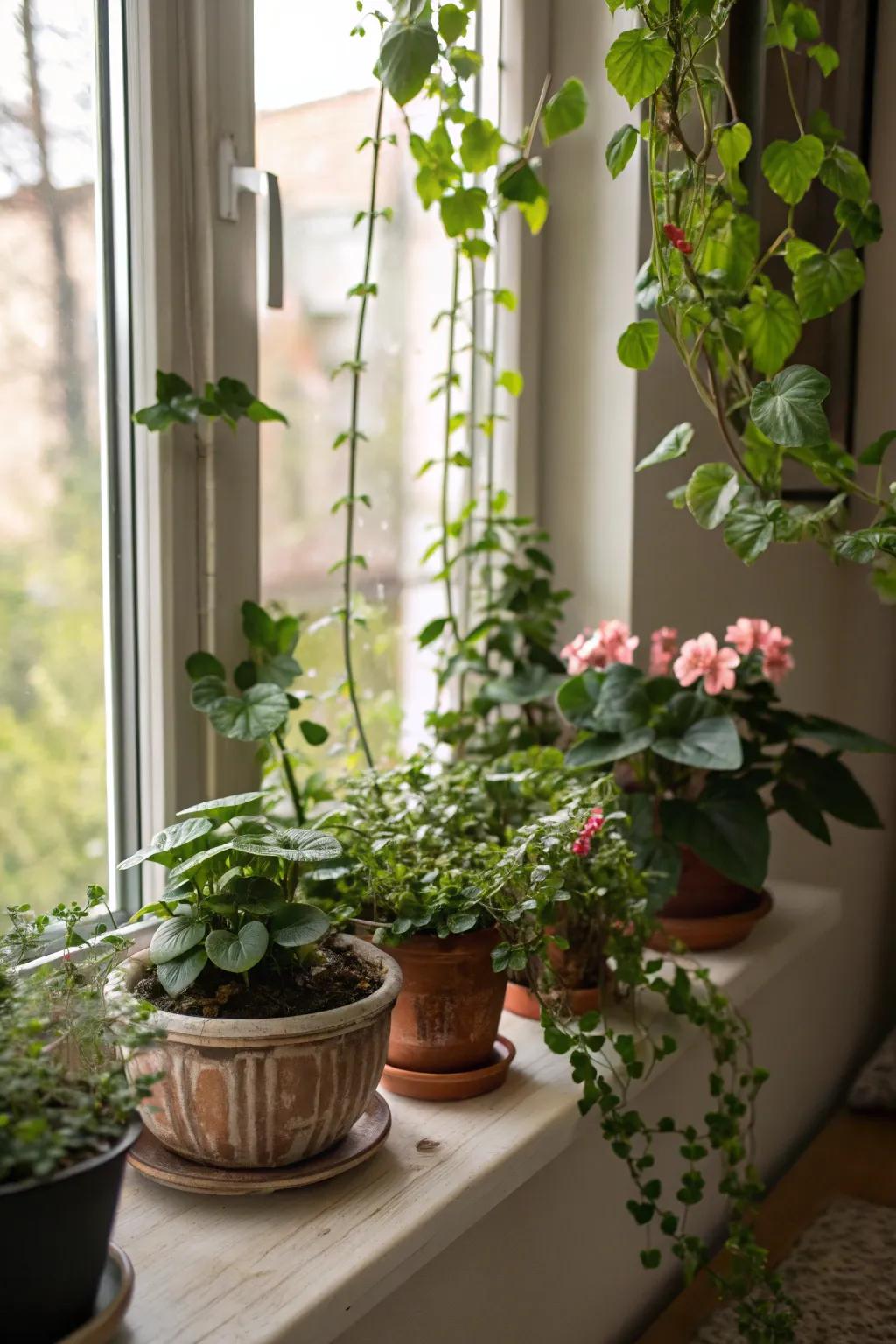 Greenery breathes life into your windows, creating a vibrant and fresh ambiance.