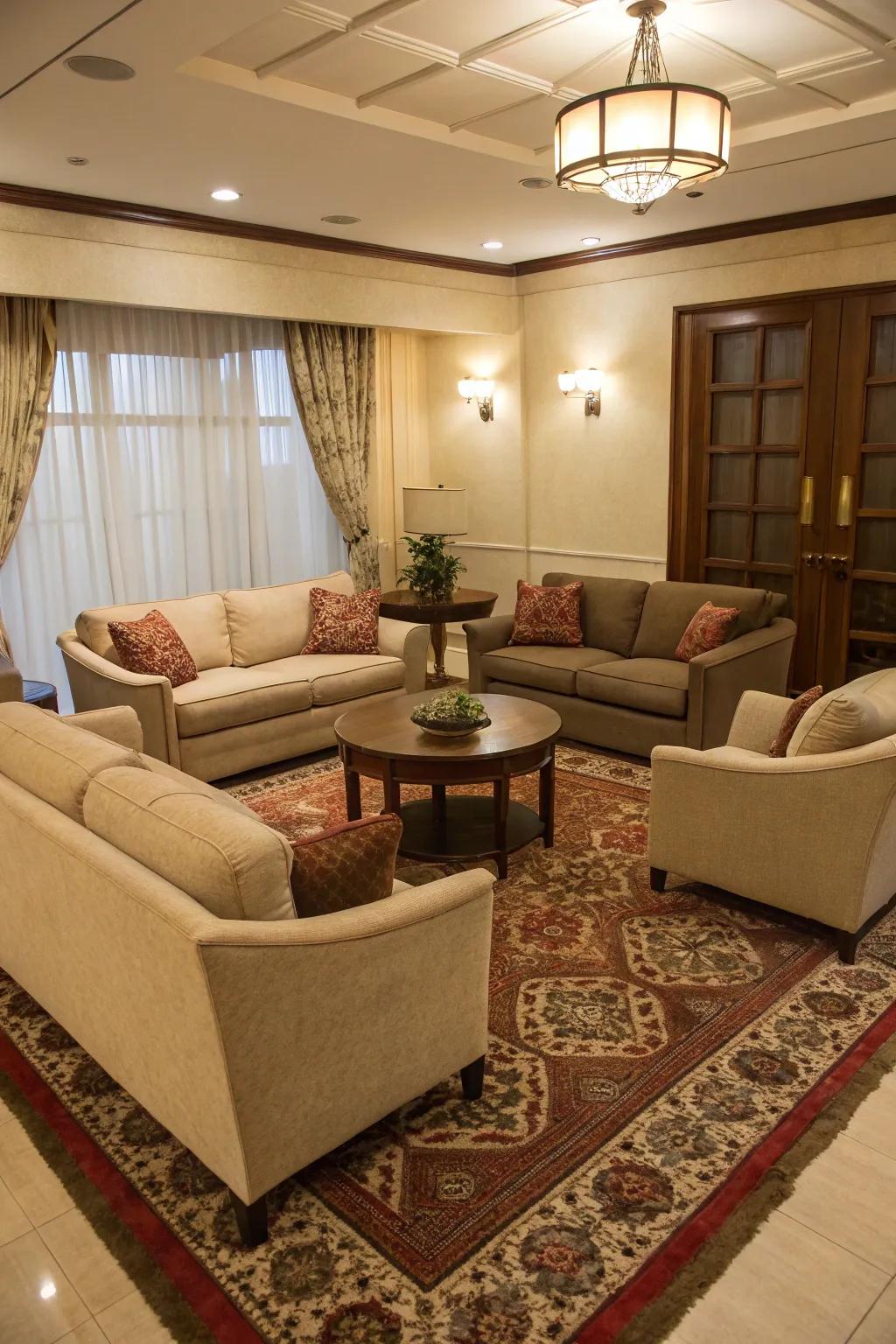 Personal seating plan in a cozy sanctuary.