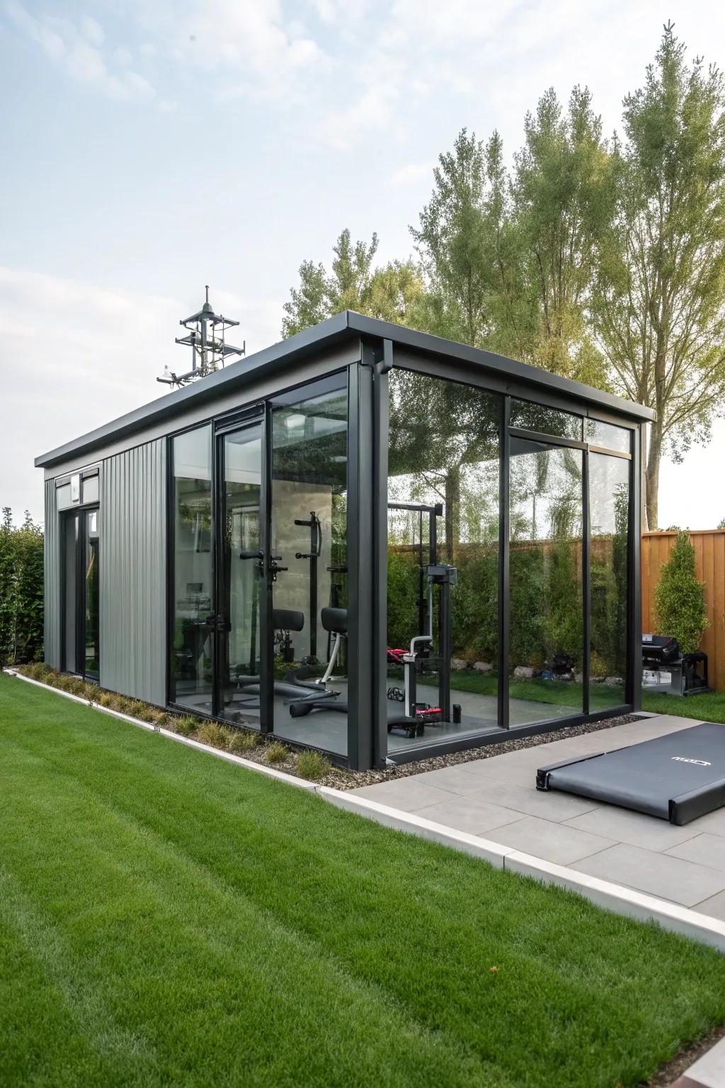 A refined, individual gym structure offering a confidential and targeted workout setting.