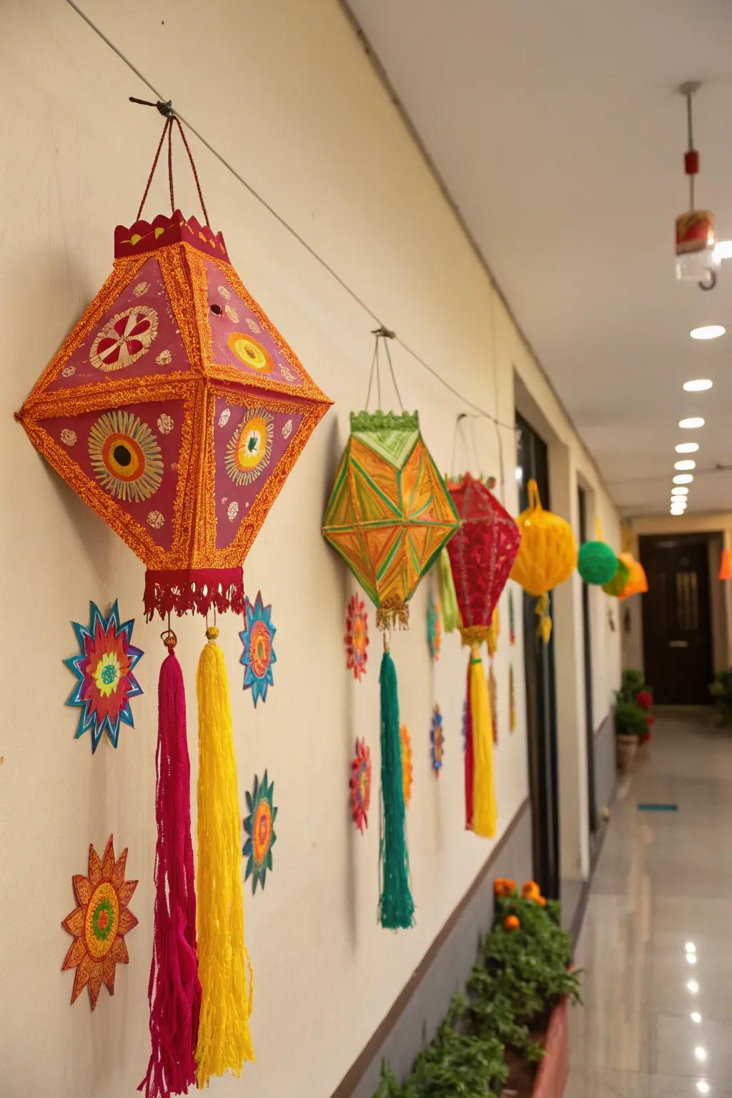 Handmade wall adornments give a distinctive feel to Diwali decorations.