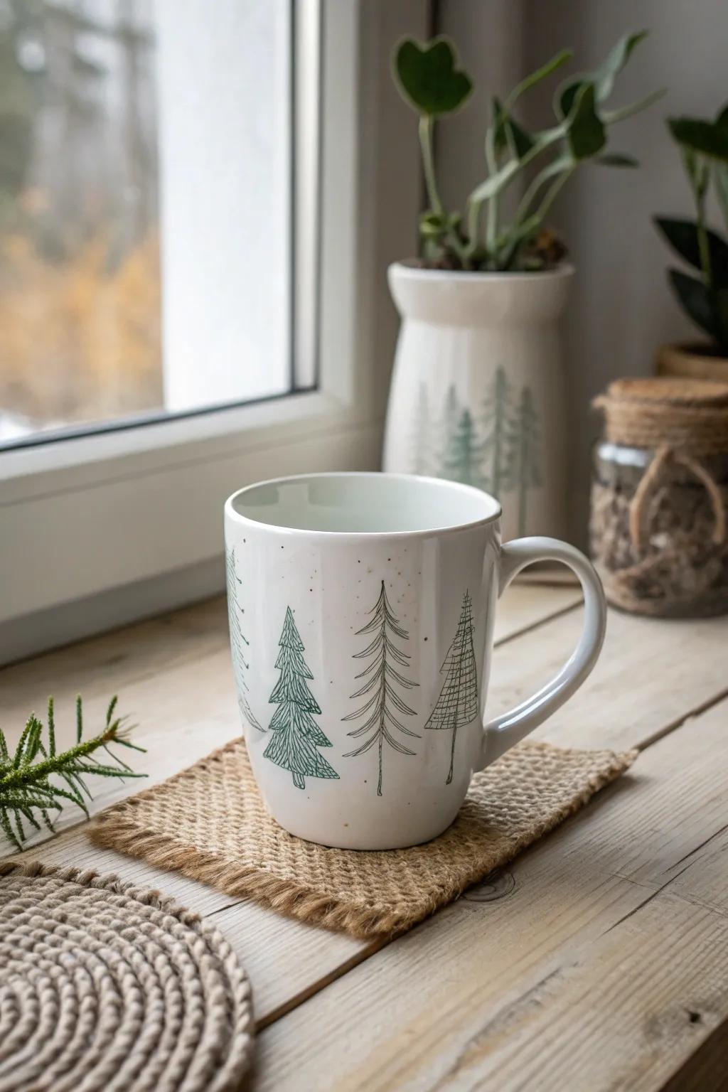 Welcome the holiday joy with a stroke of creative genius—hand-painted Christmas trees for those joyous morning moments.